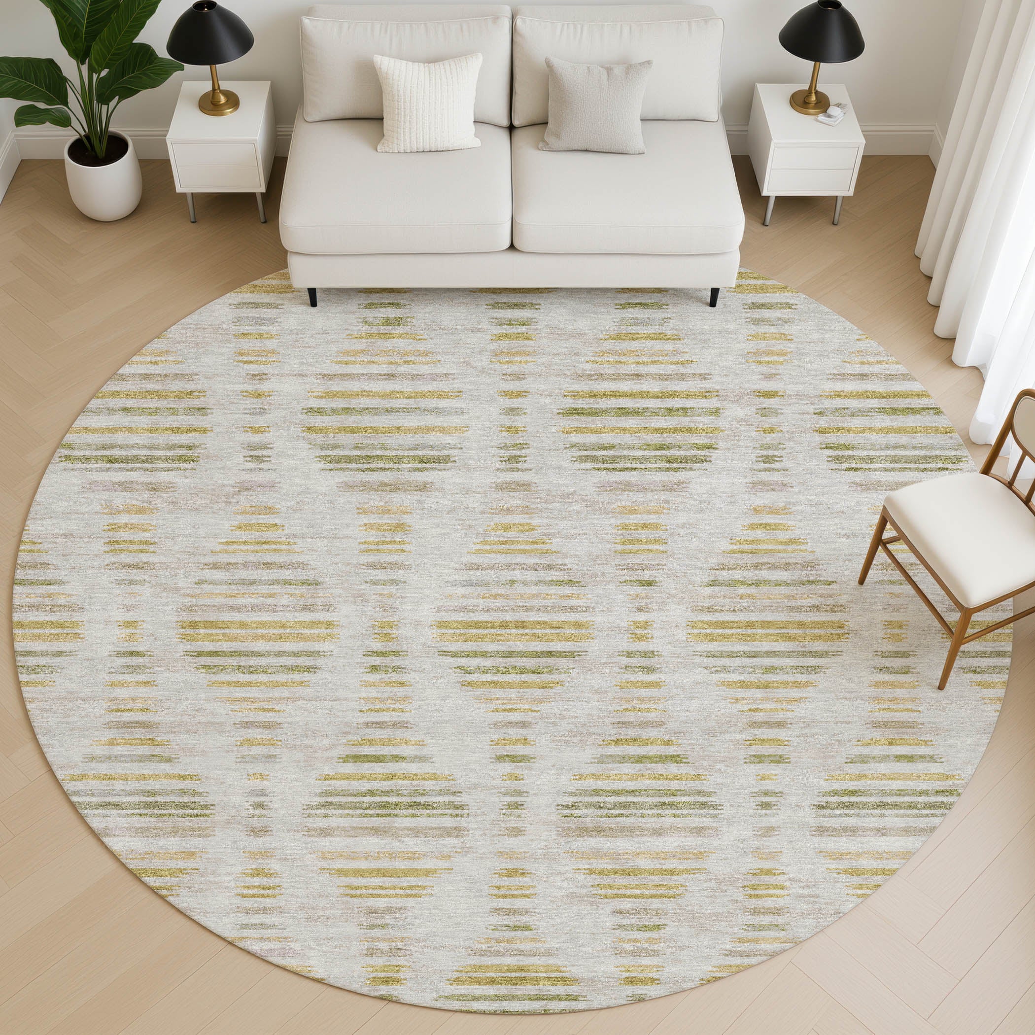 Jaipur Machine Washable Transitional Ivory Rug 8' x 8' #shape_Round