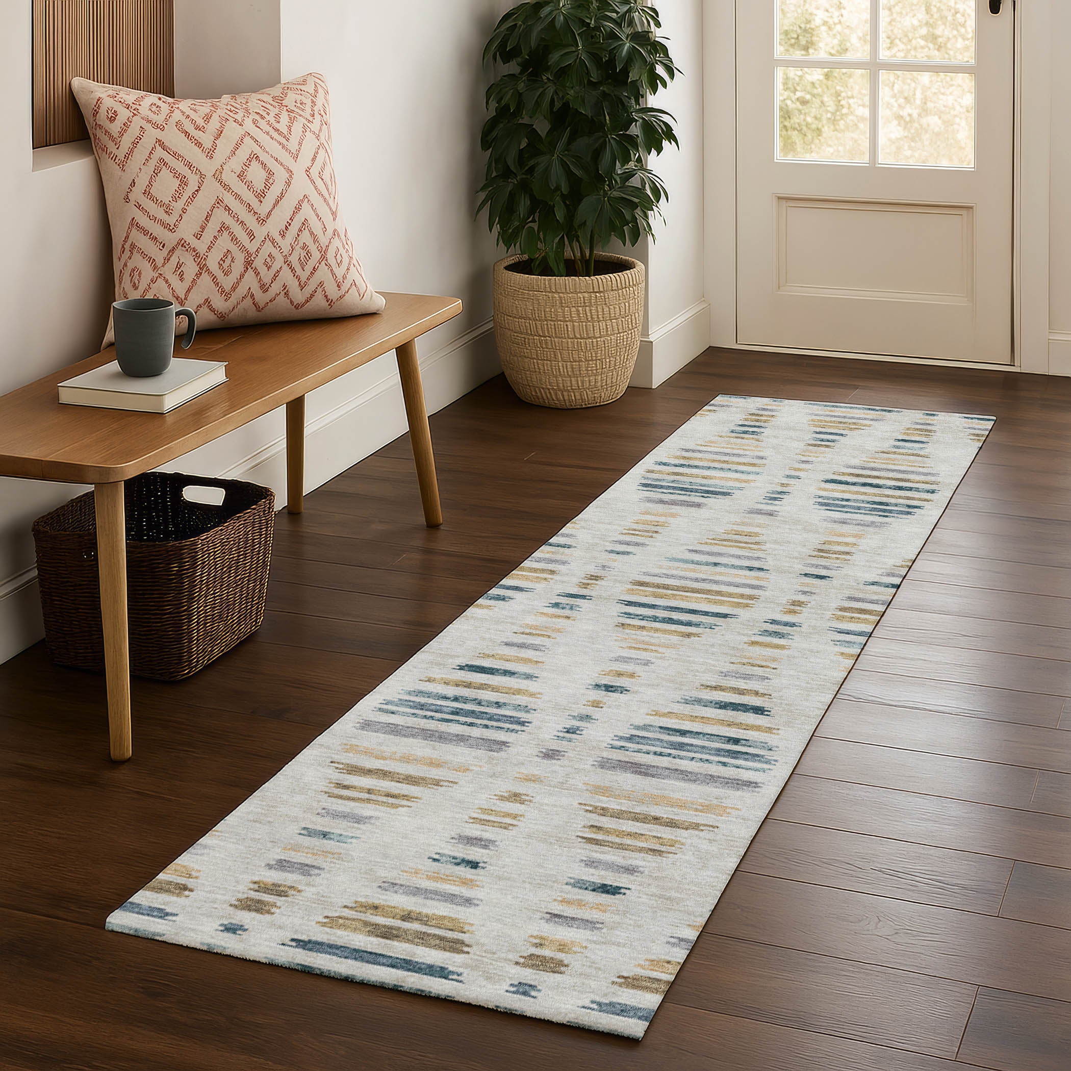 Jaipur Machine Washable Transitional Linen Ivory Rug 2'3" x 7'6" #shape_Runner