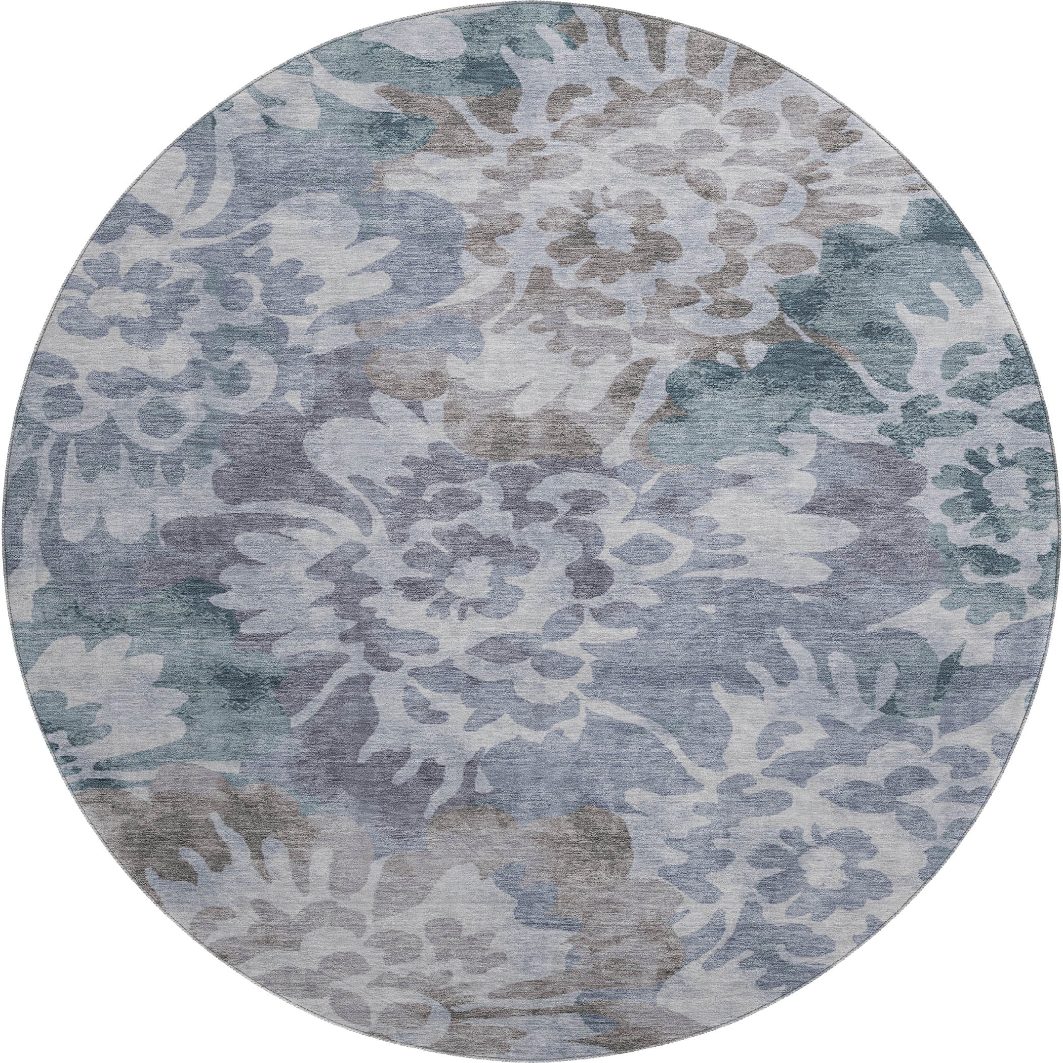 Tallinn Machine Washable Transitional Blue Rug 8' x 8' #shape_Round