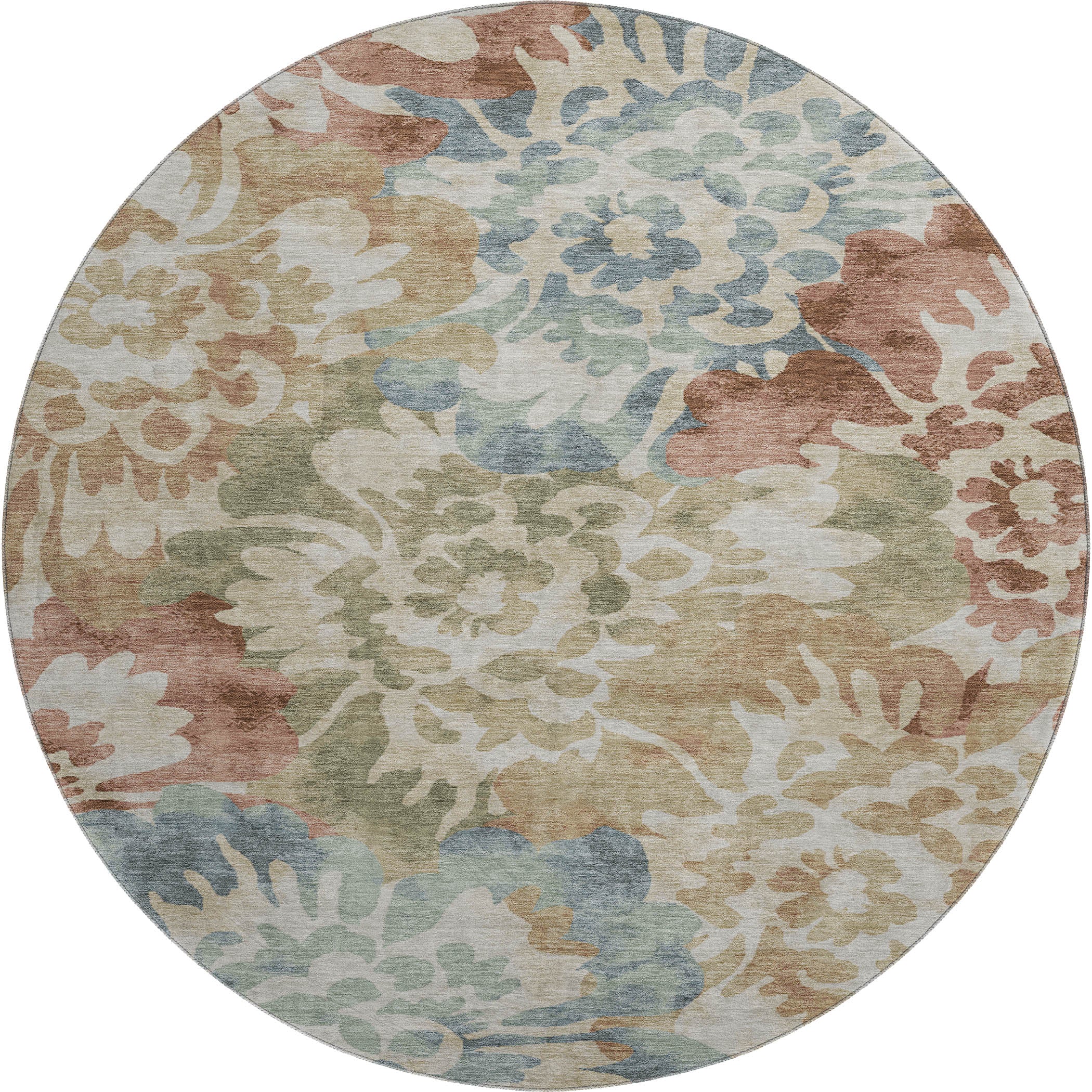 Tallinn Machine Washable Transitional Paprika Orange Rug 8' x 8' #shape_Round