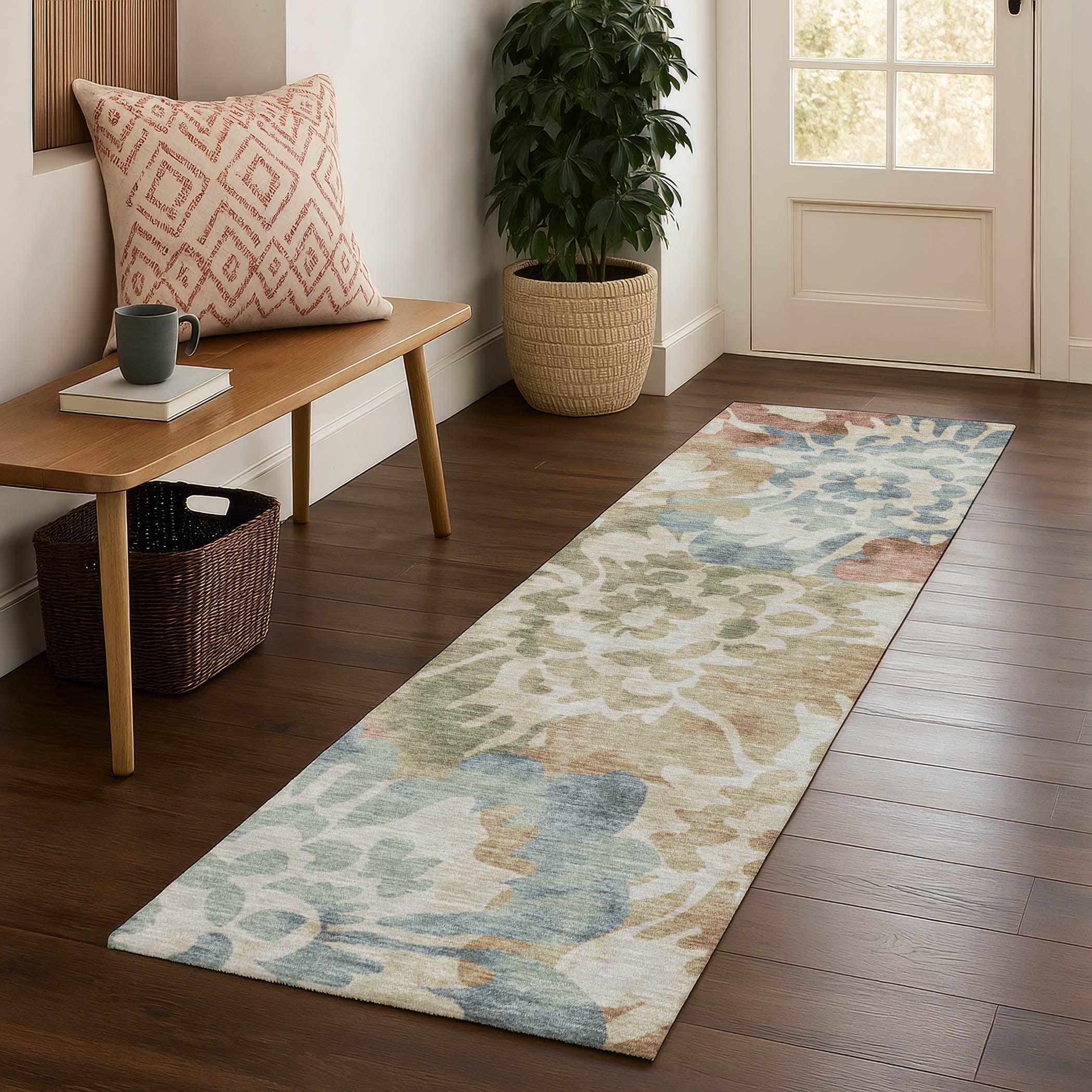 Tallinn Machine Washable Transitional Paprika Orange Rug 2'3" x 7'6" #shape_Runner