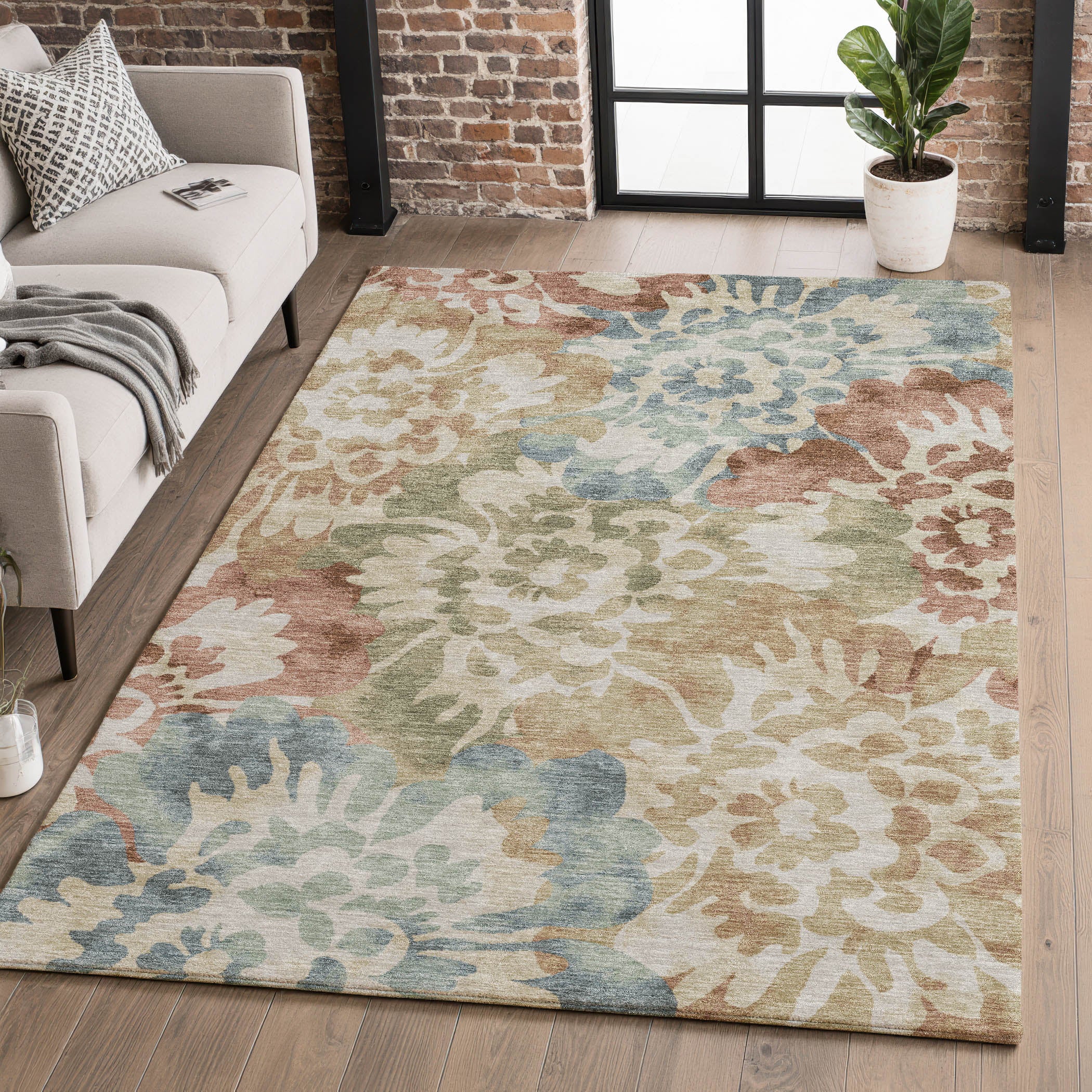 Tallinn Machine Washable Transitional Paprika Orange Rug 2'6" x 3'10" #shape_Rectangle