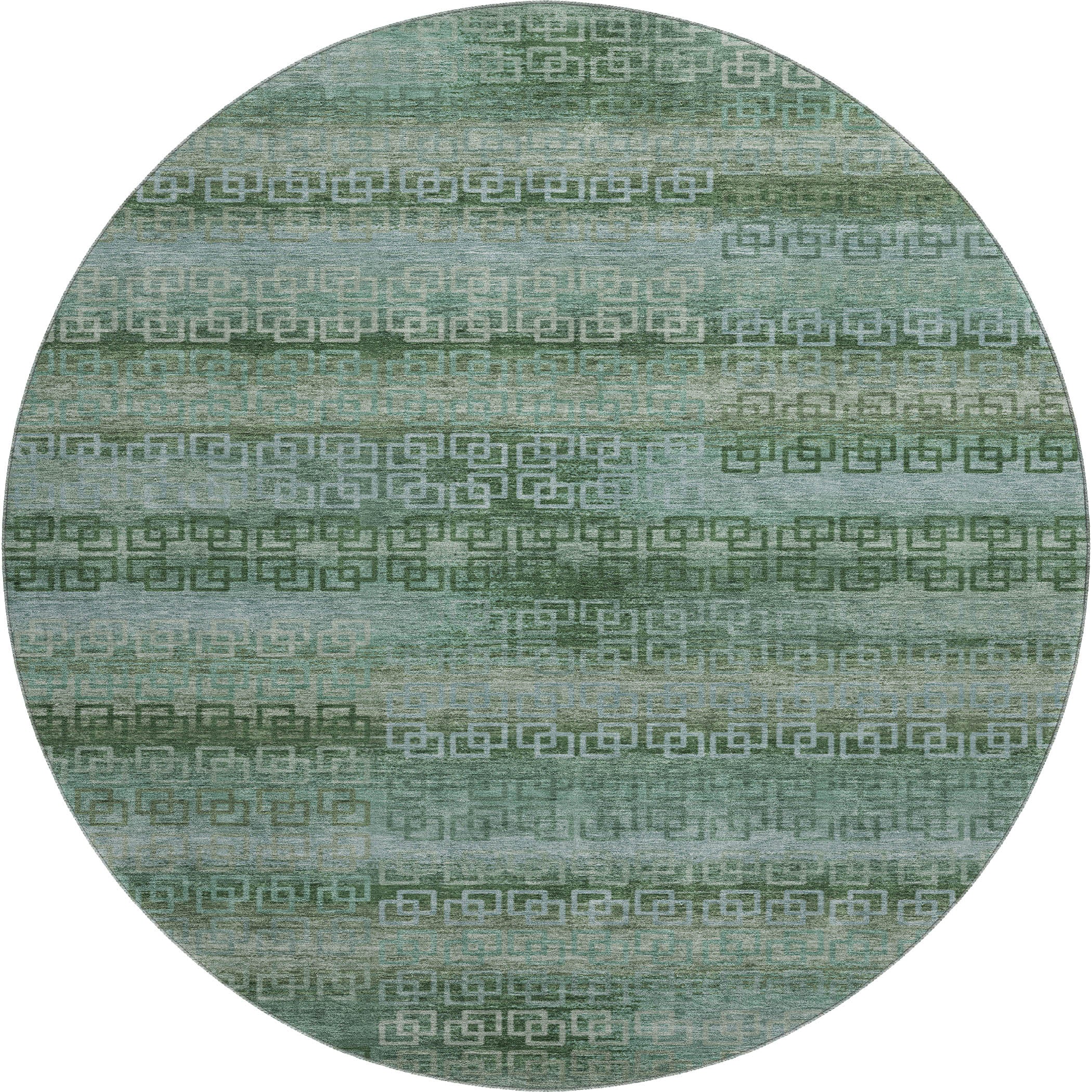 Valletta Machine Washable Transitional Aloe Green Rug 8' x 8' #shape_Round