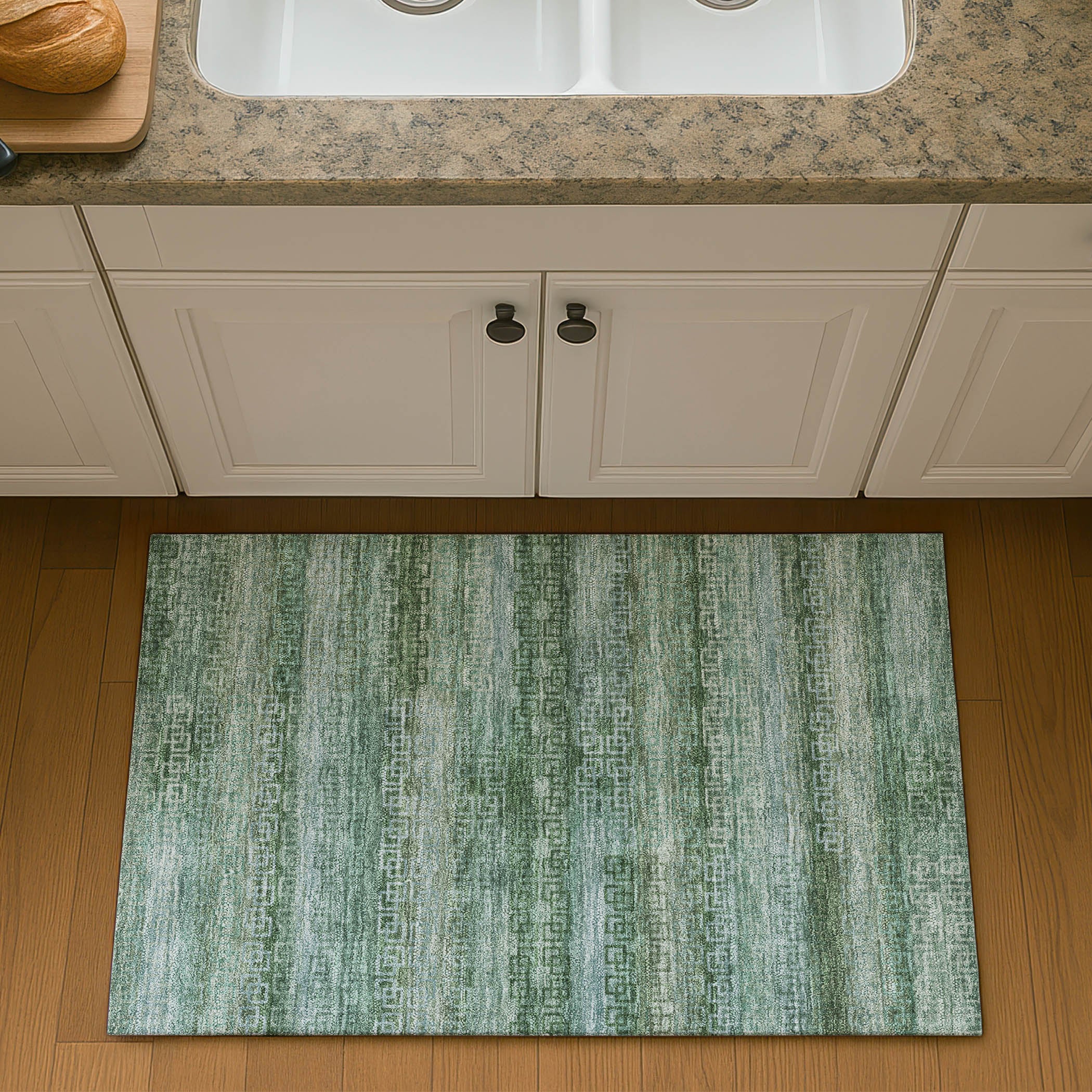 Valletta Machine Washable Transitional Aloe Green Rug 1'8" x 2'6" #shape_Rectangle