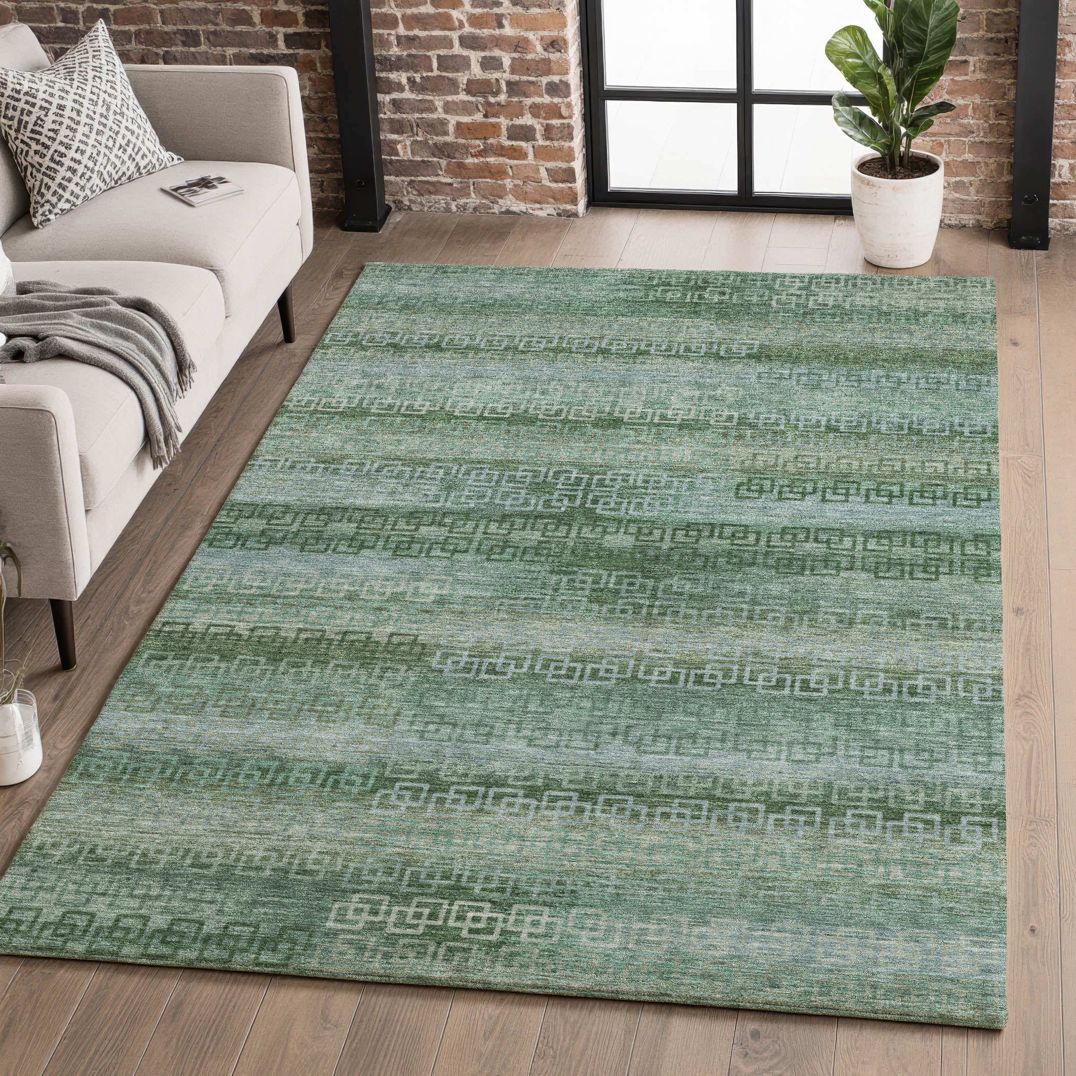 Valletta Machine Washable Transitional Aloe Green Rug 2'6" x 3'10" #shape_Rectangle