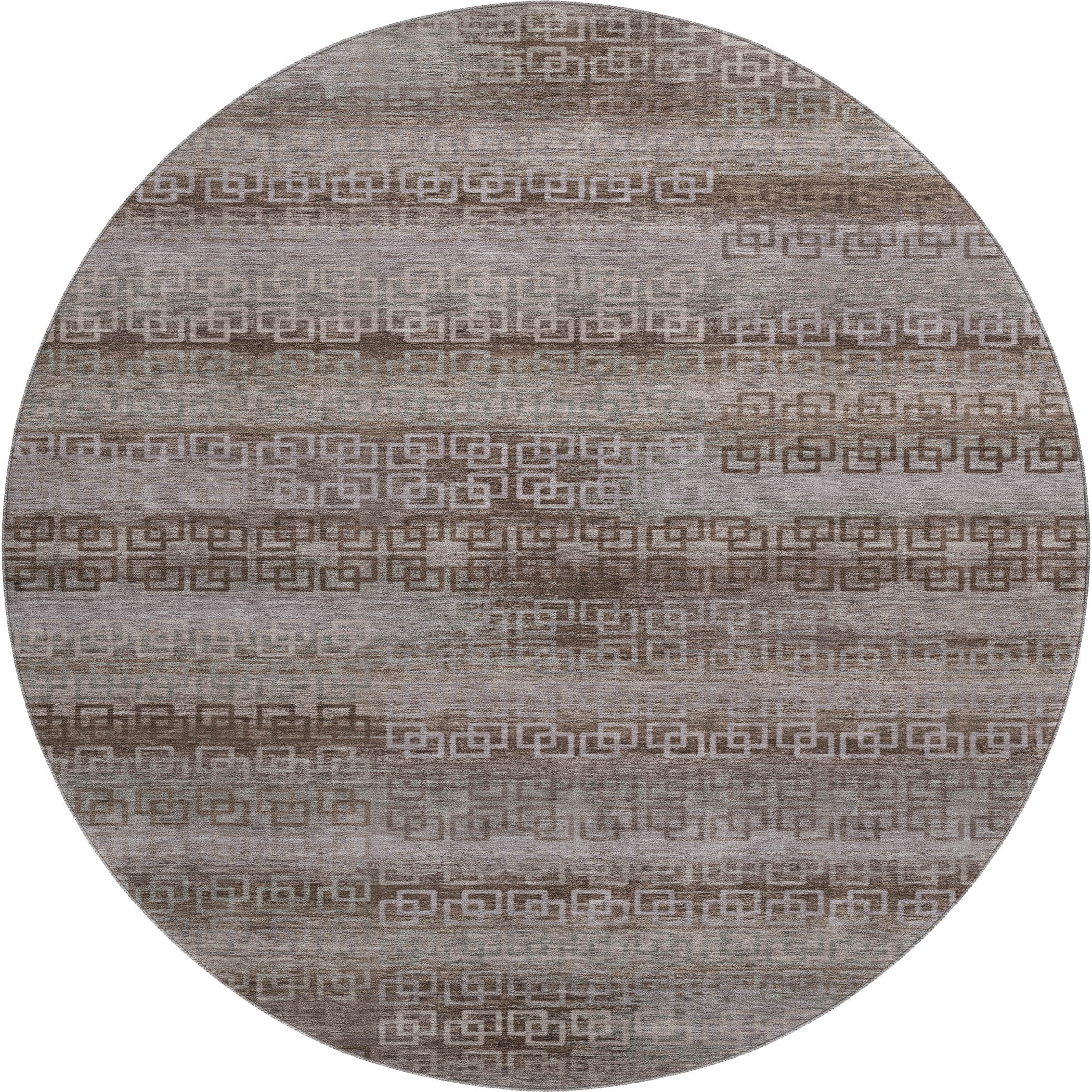 Valletta Machine Washable Transitional Chocolate Brown Rug 8' x 8' #shape_Round