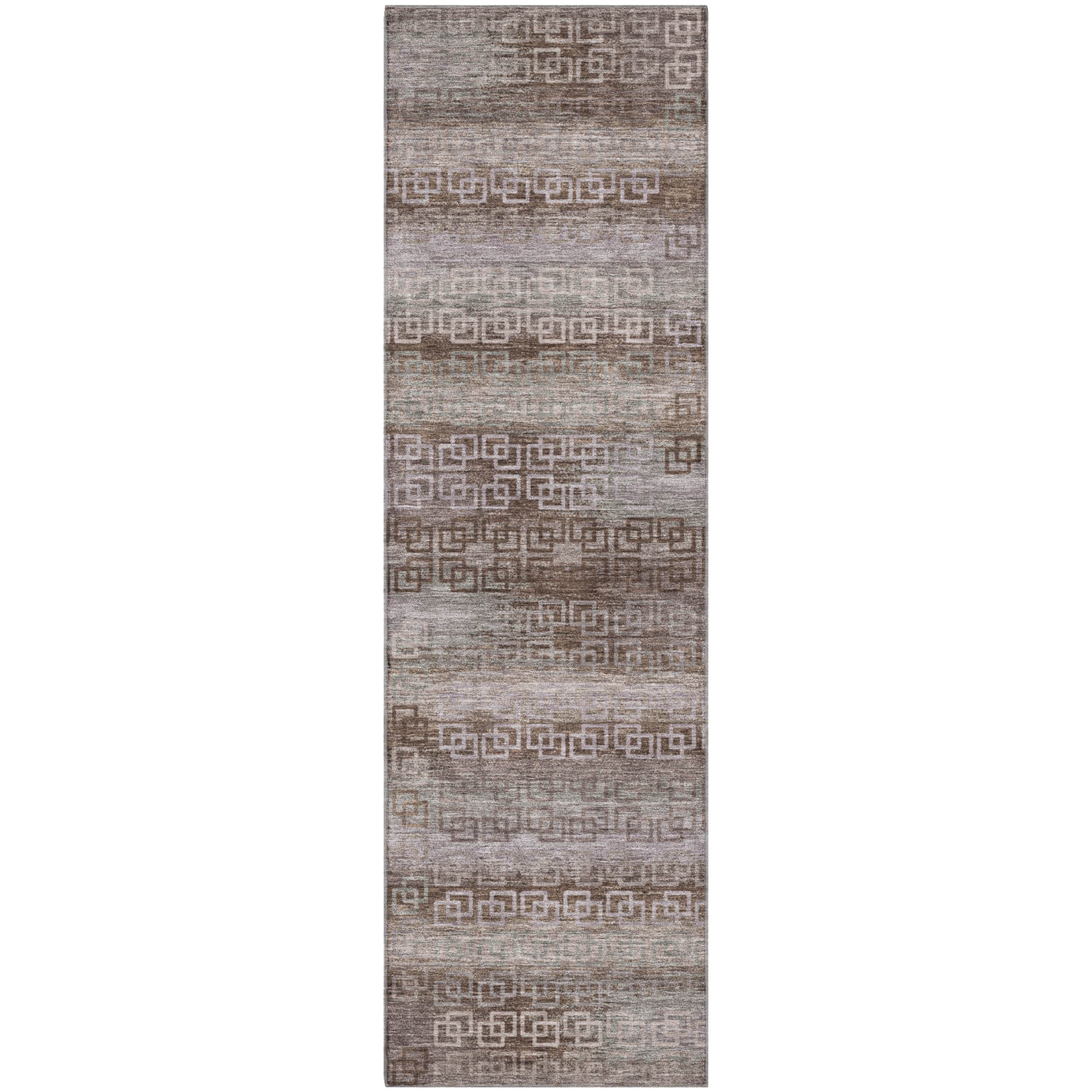 Valletta Machine Washable Transitional Chocolate Brown Rug 2'3" x 7'6" #shape_Runner