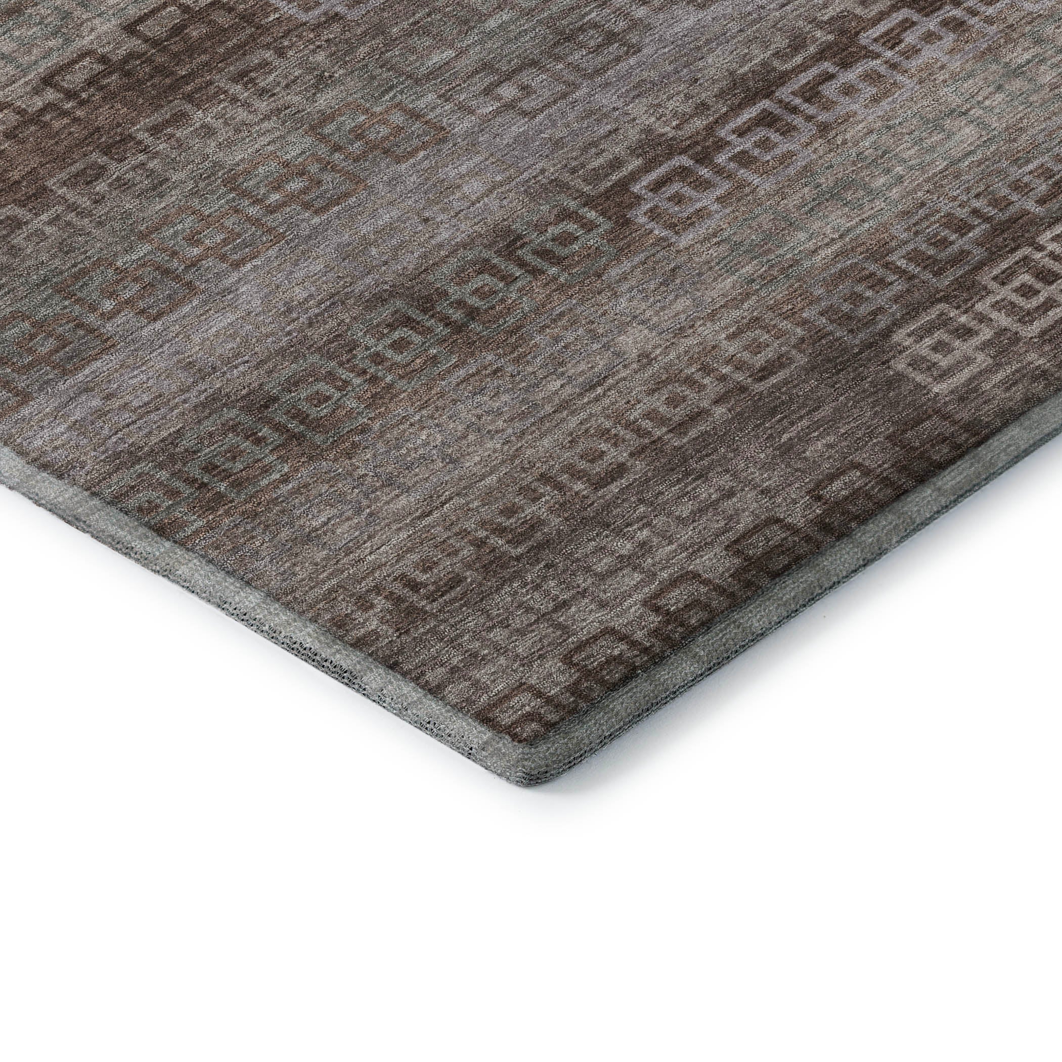 Valletta Machine Washable Transitional Chocolate Brown Rug 1'8" x 2'6" #shape_Rectangle