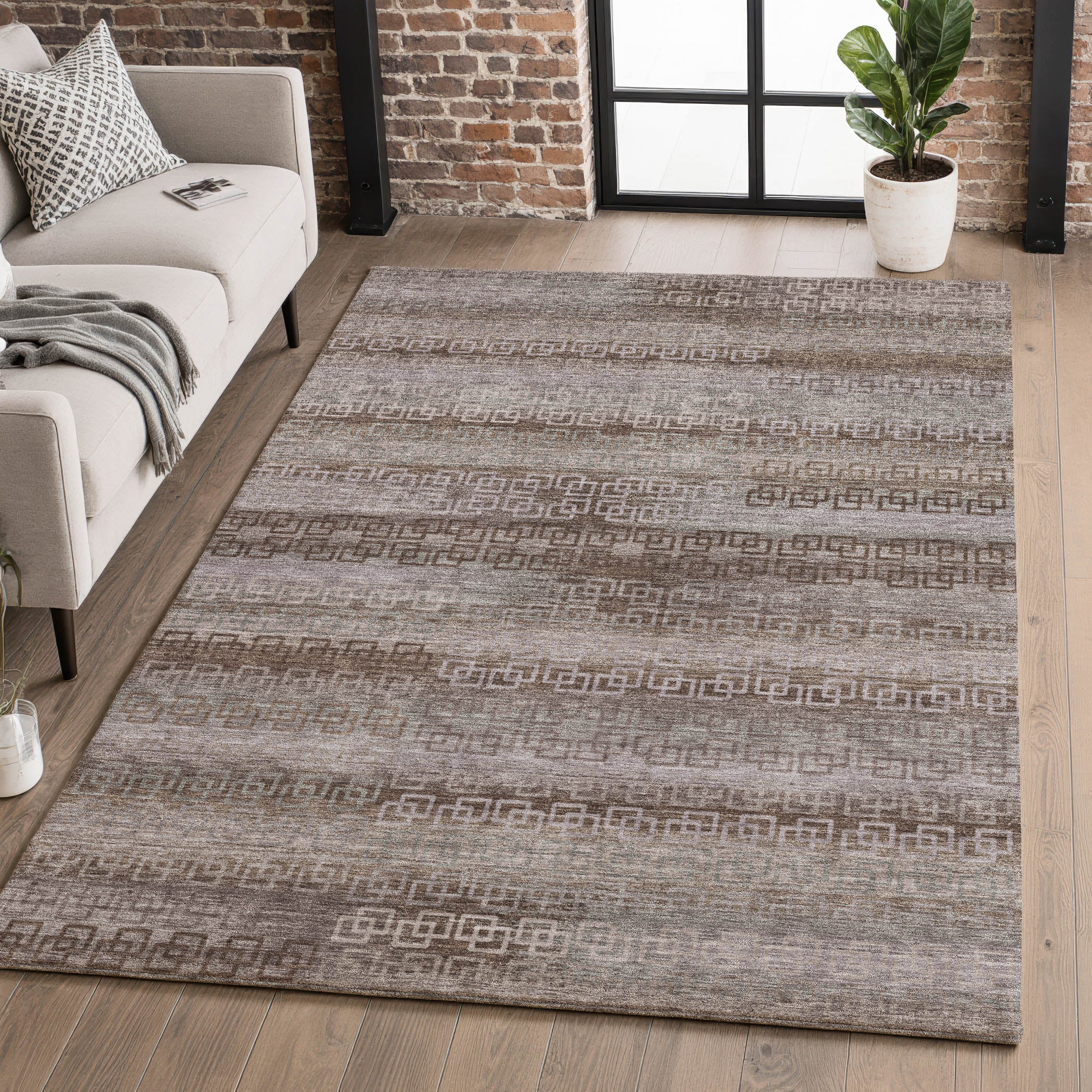 Valletta Machine Washable Transitional Chocolate Brown Rug 2'6" x 3'10" #shape_Rectangle