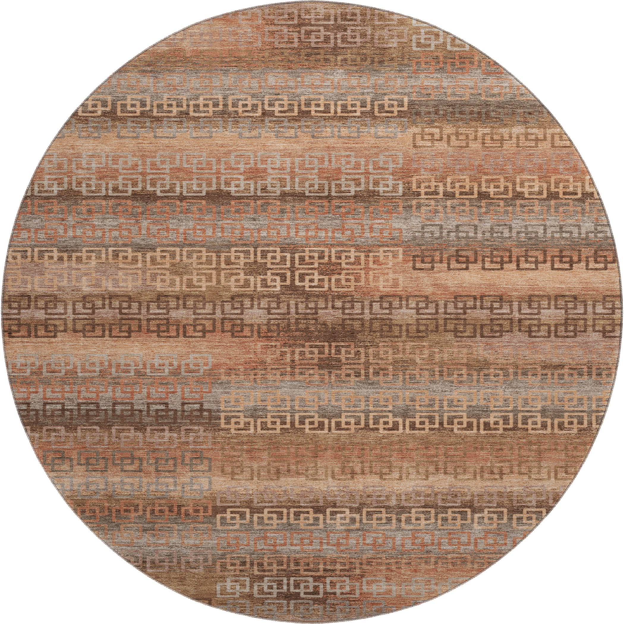 Valletta Machine Washable Transitional Copper Orange Rug 8' x 8' #shape_Round