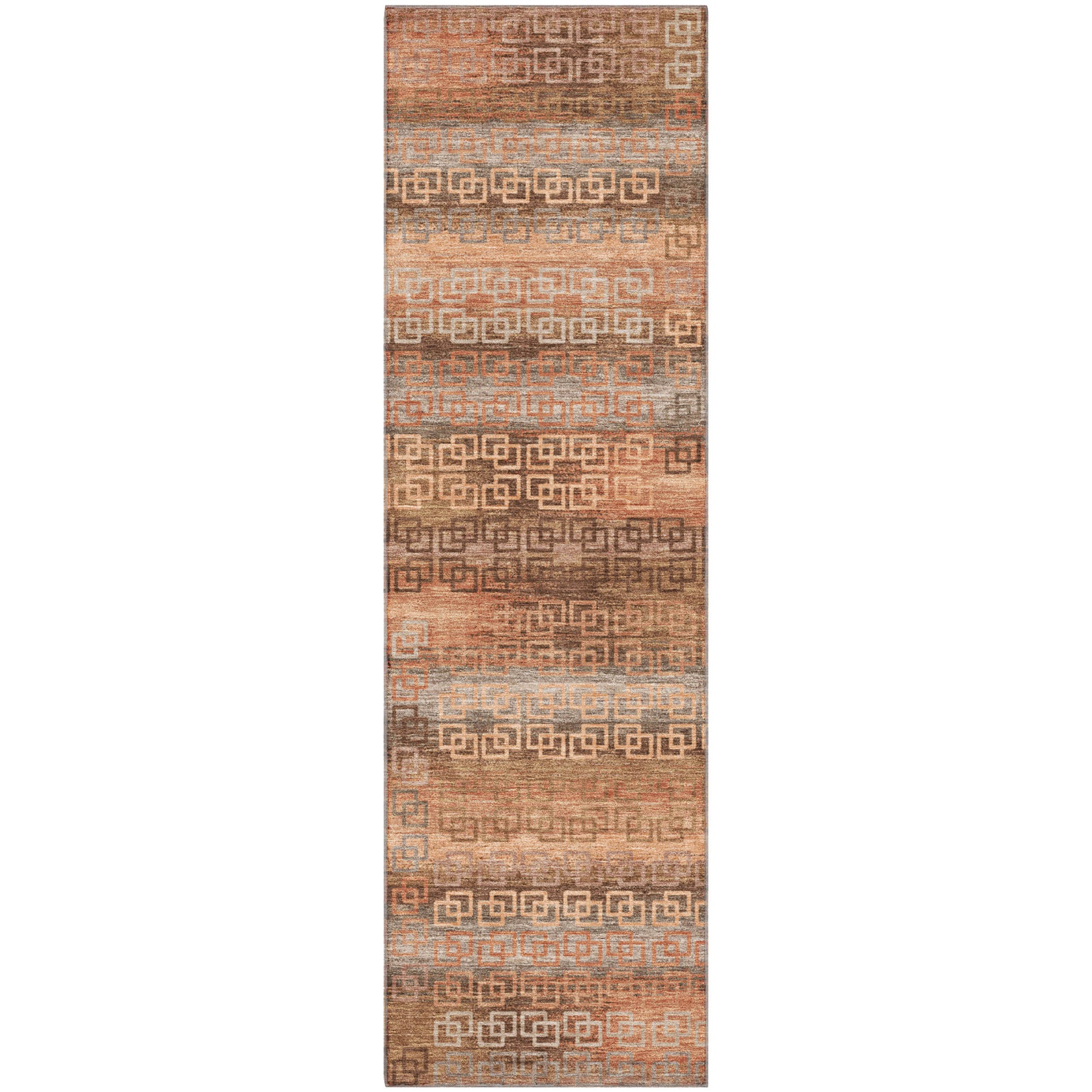 Valletta Machine Washable Transitional Copper Orange Rug 2'3" x 7'6" #shape_Runner