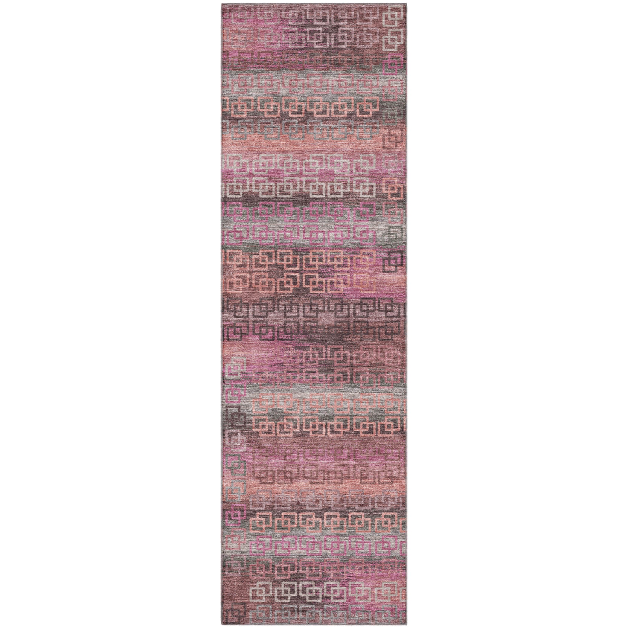 Valletta Machine Washable Transitional Pink Rug 2'3" x 7'6" #shape_Runner