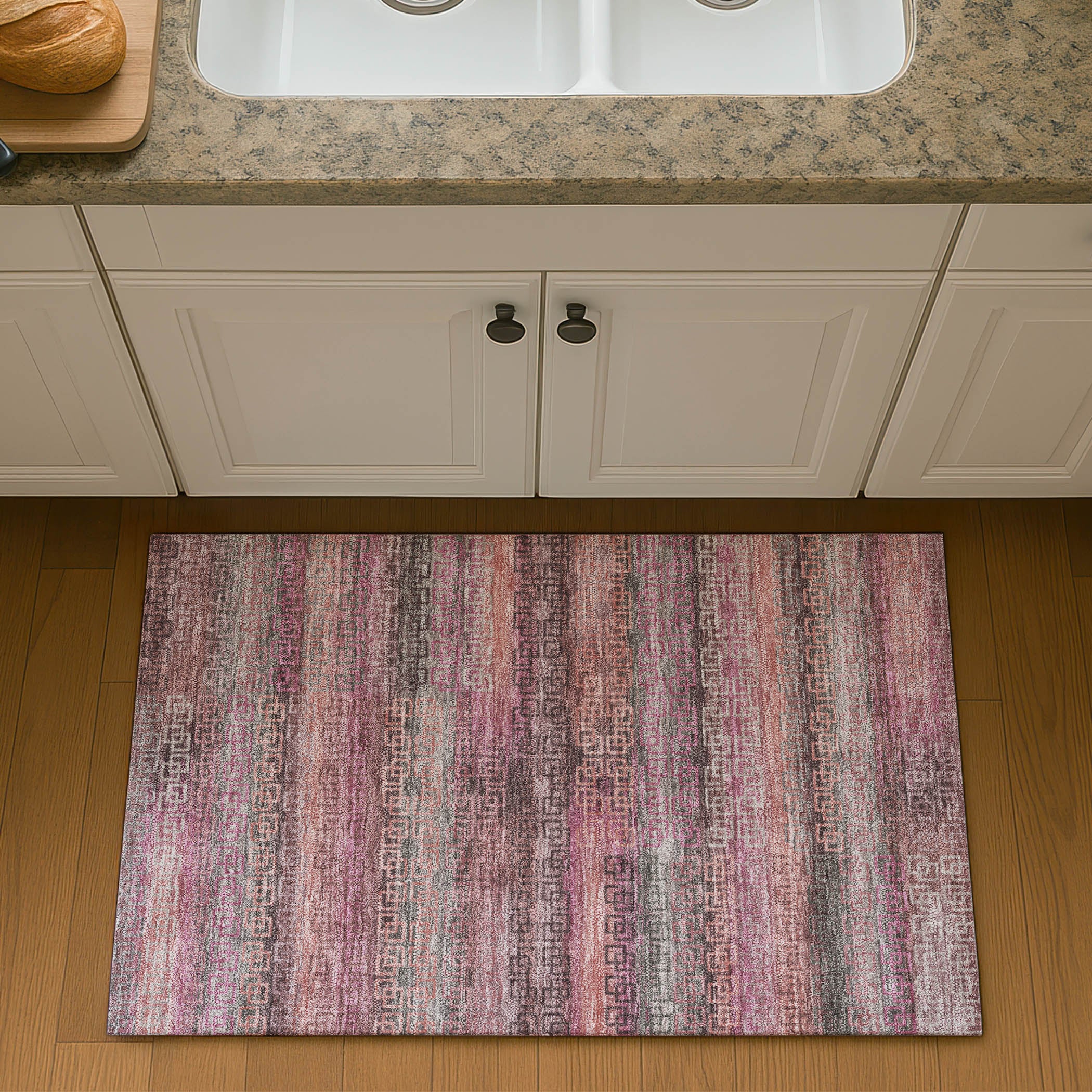 Valletta Machine Washable Transitional Pink Rug 1'8" x 2'6" #shape_Rectangle