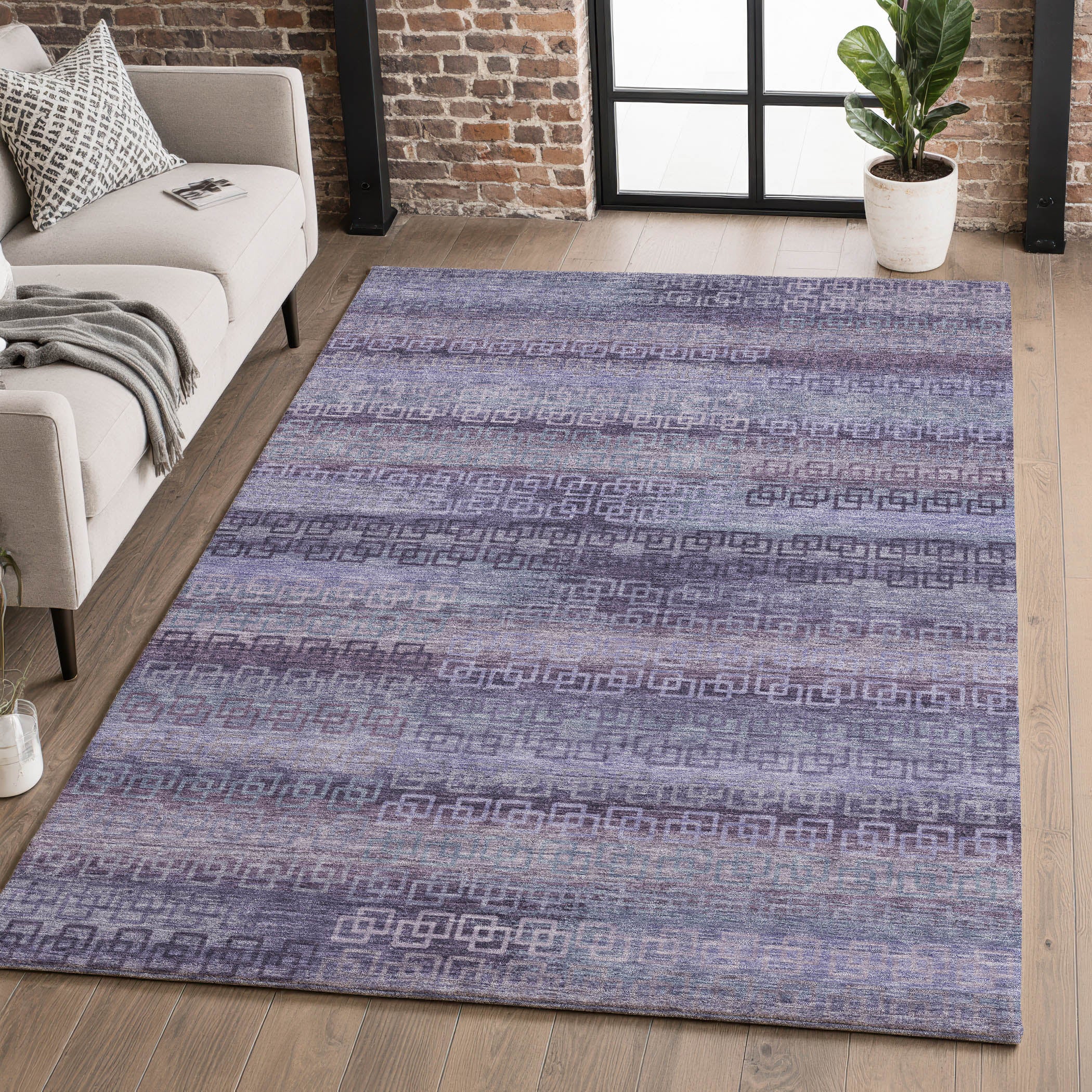 Valletta Machine Washable Transitional Plum Purple Rug 2'6" x 3'10" #shape_Rectangle