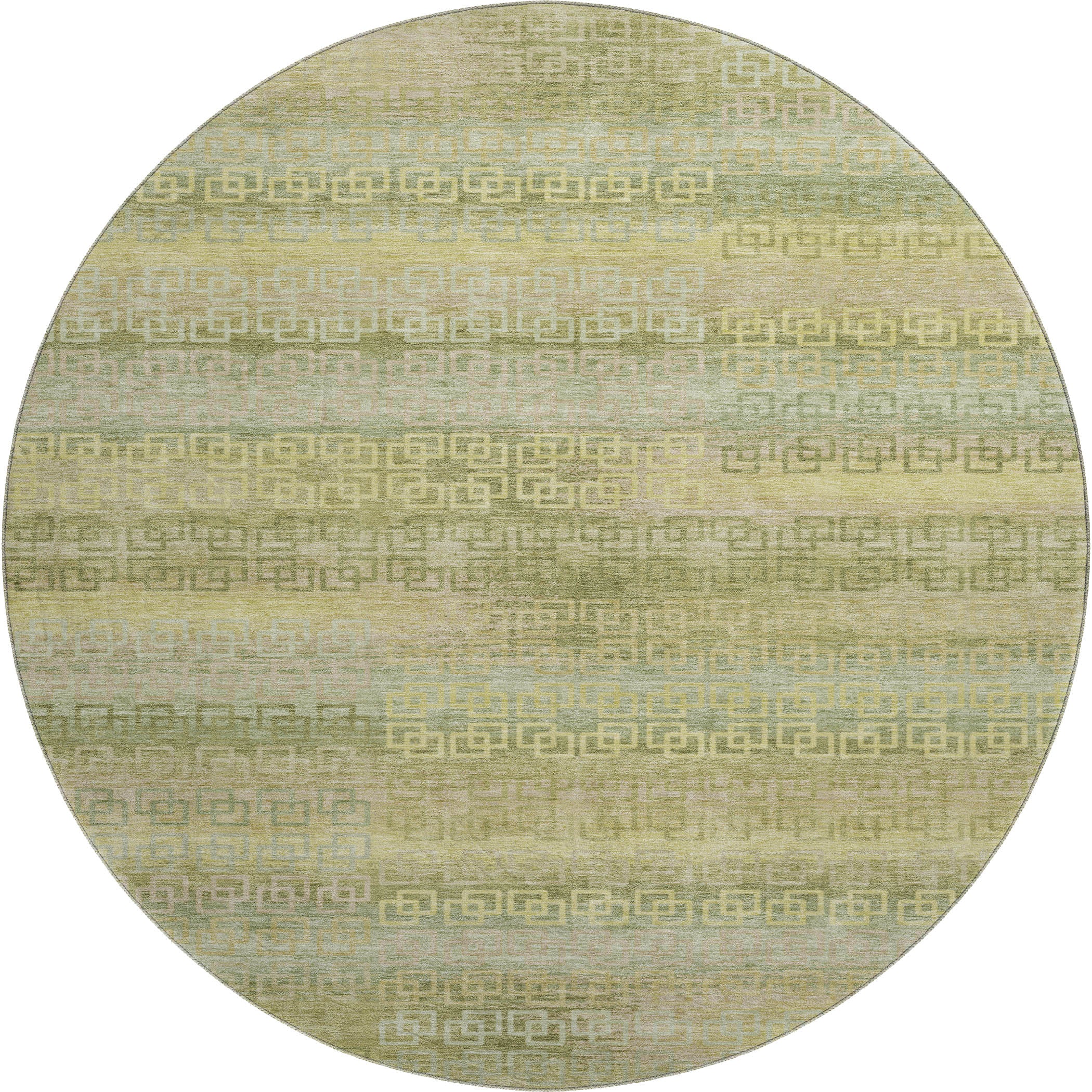 Valletta Machine Washable Transitional Sage Green Rug 8' x 8' #shape_Round