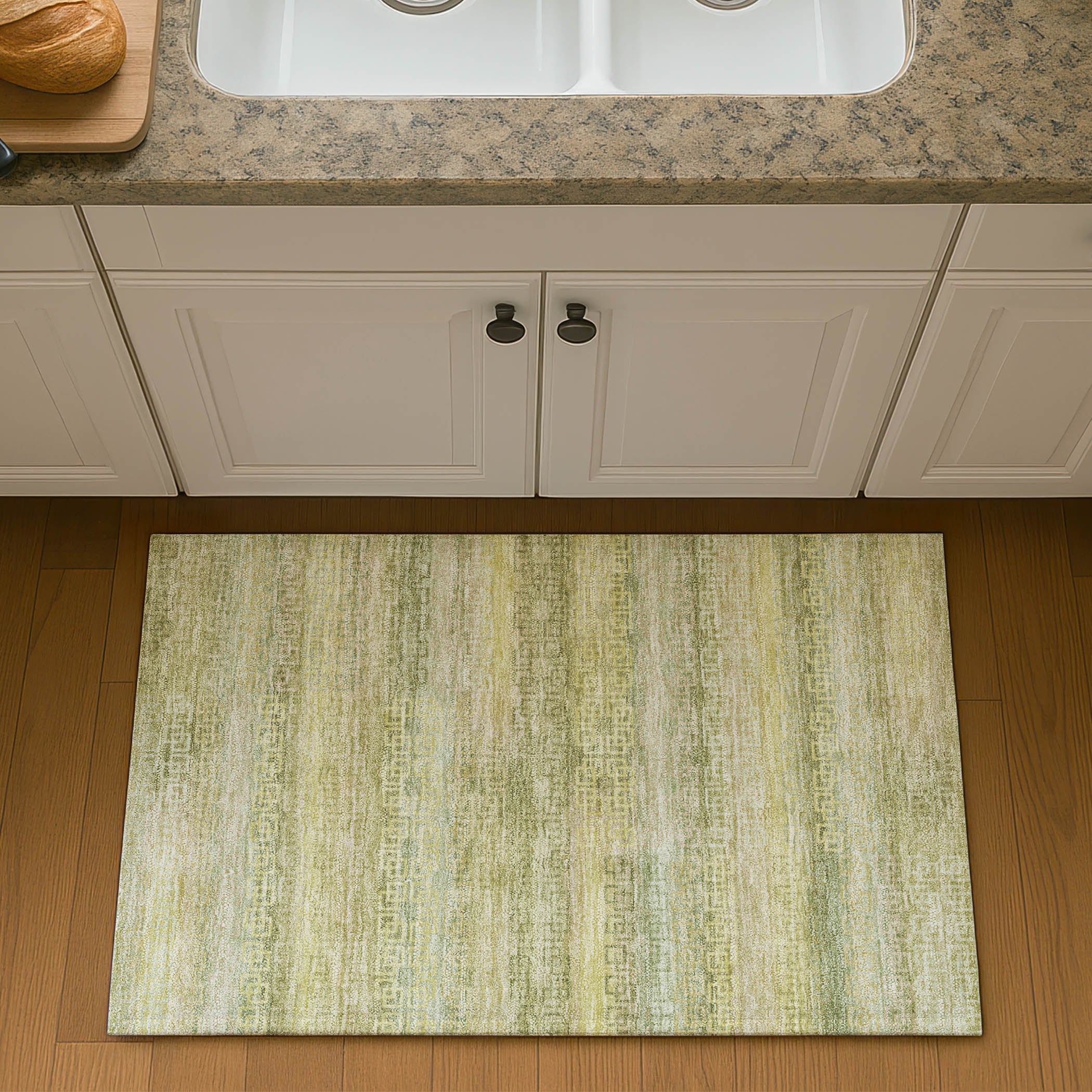 Valletta Machine Washable Transitional Sage Green Rug 1'8" x 2'6" #shape_Rectangle