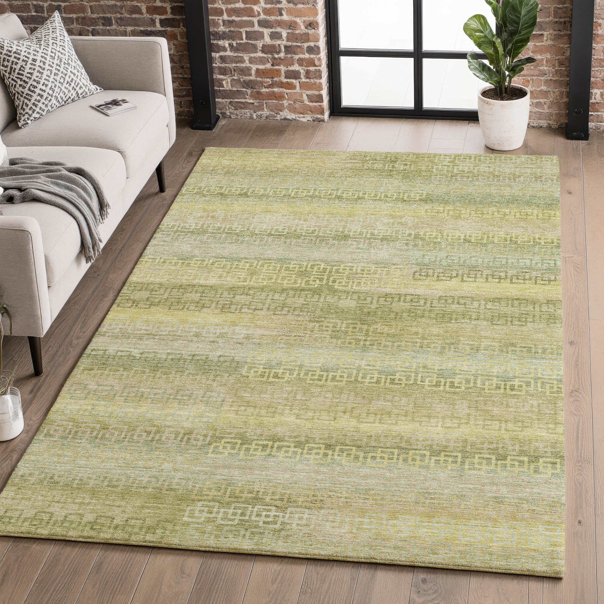 Valletta Machine Washable Transitional Sage Green Rug 2'6" x 3'10" #shape_Rectangle