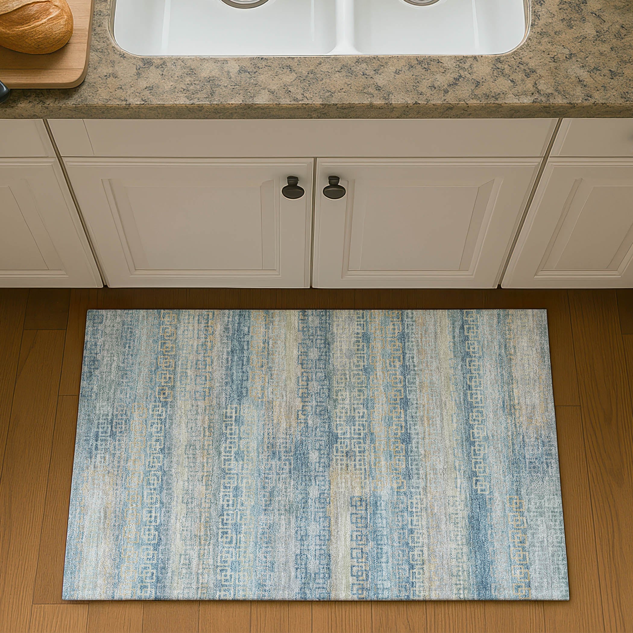 Valletta Machine Washable Transitional Teal Rug 1'8" x 2'6" #shape_Rectangle
