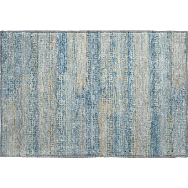 Valletta Machine Washable Transitional Teal Rug 1'8" x 2'6"