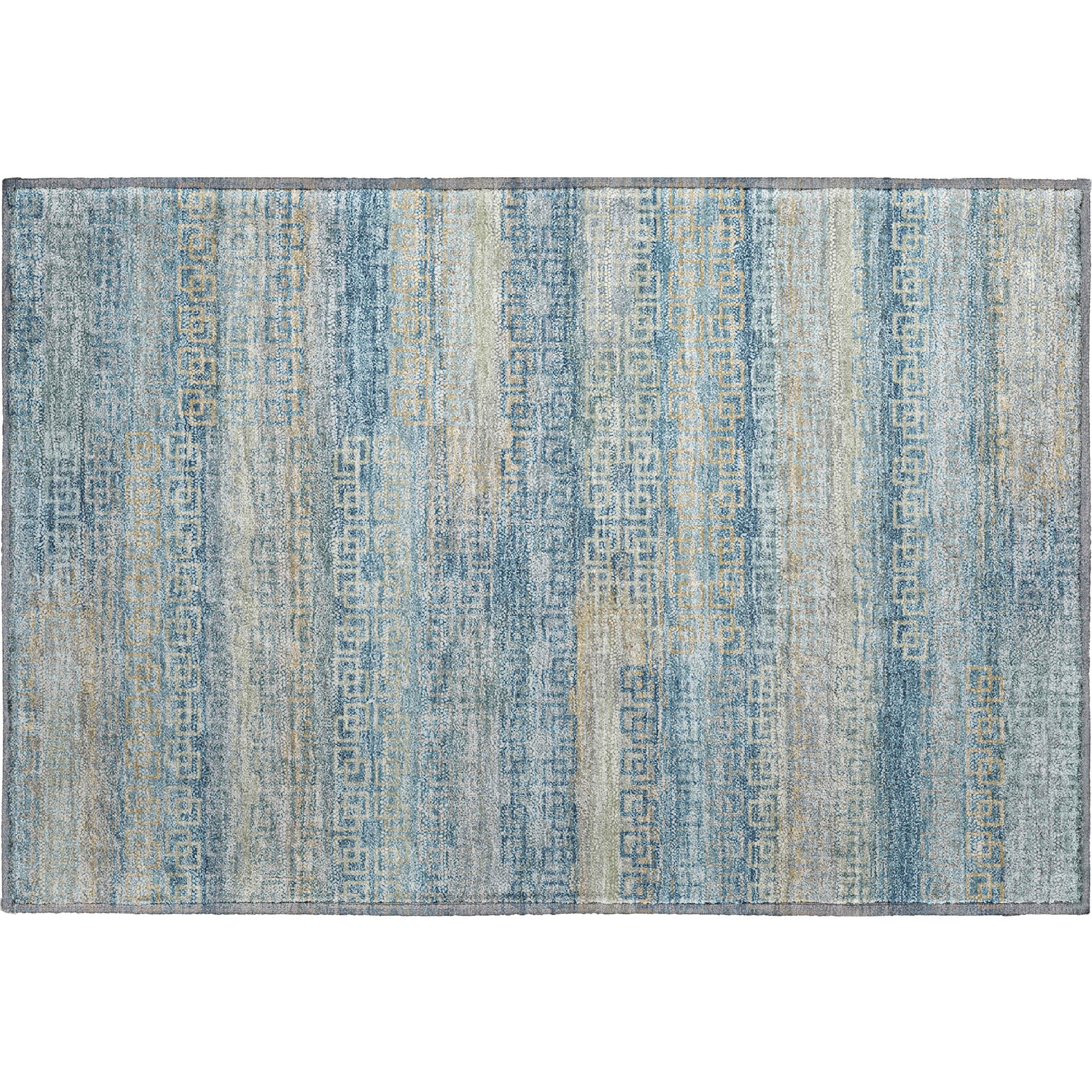 Valletta Machine Washable Transitional Teal Rug 1'8" x 2'6" #shape_Rectangle