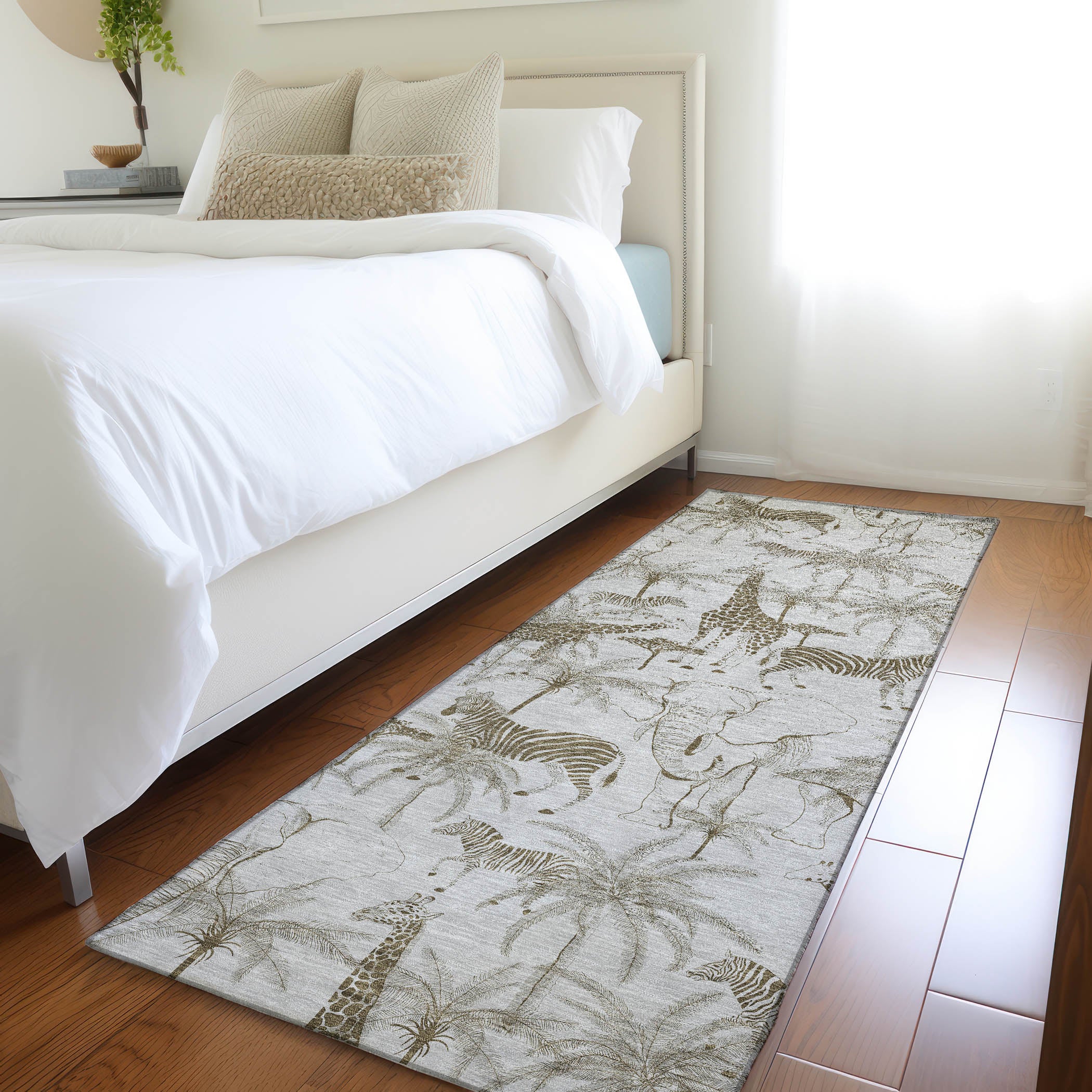 Salzburg Machine Washable Tropical Fog Gray Rug 2'3" x 7'6" #shape_Runner