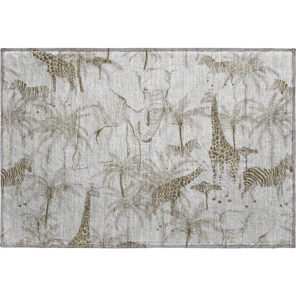 Salzburg Machine Washable Tropical Fog Gray Rug 1'8" x 2'6"