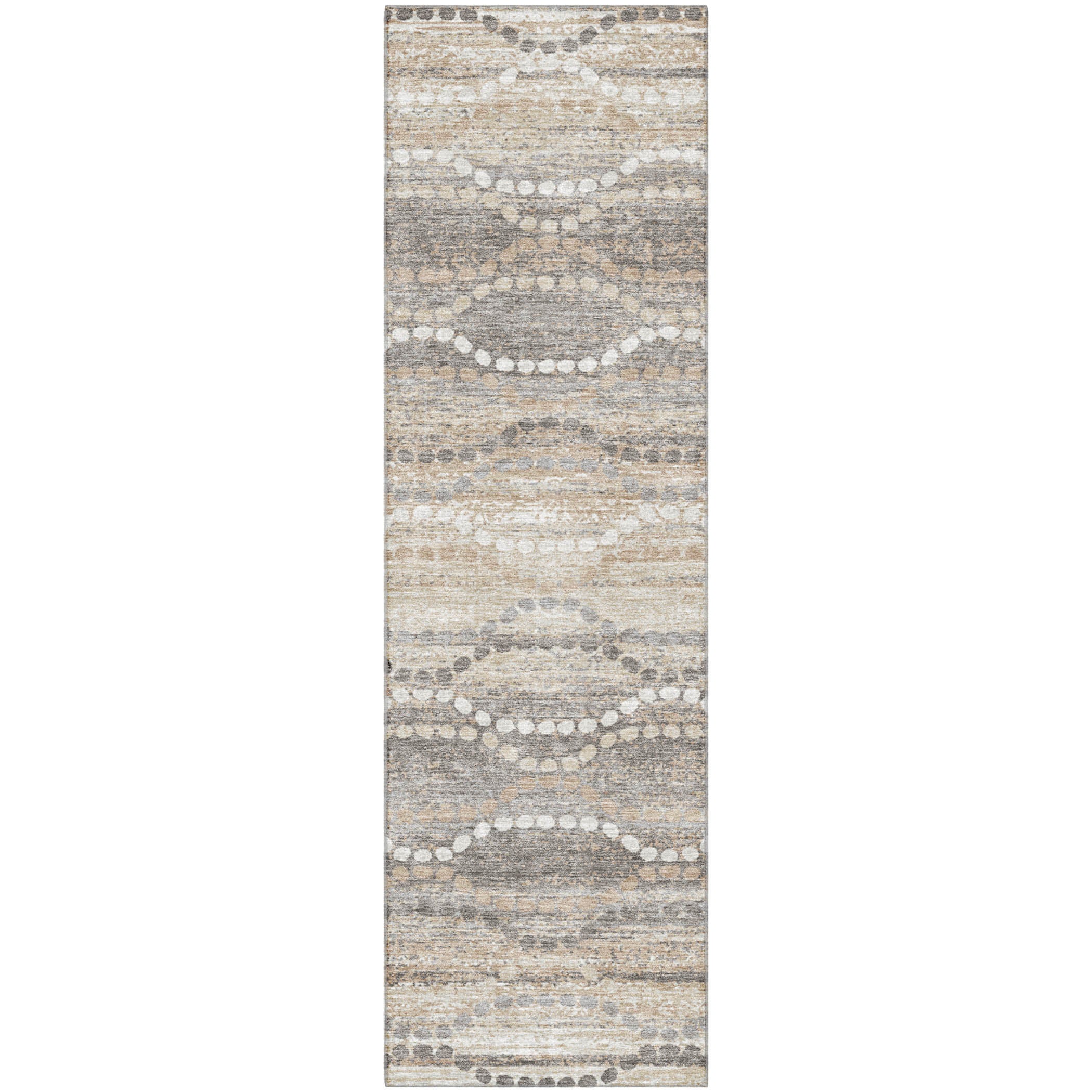 Queenstown Machine Washable Transitional Beige Brown Rug 2'3" x 7'6" #shape_Runner