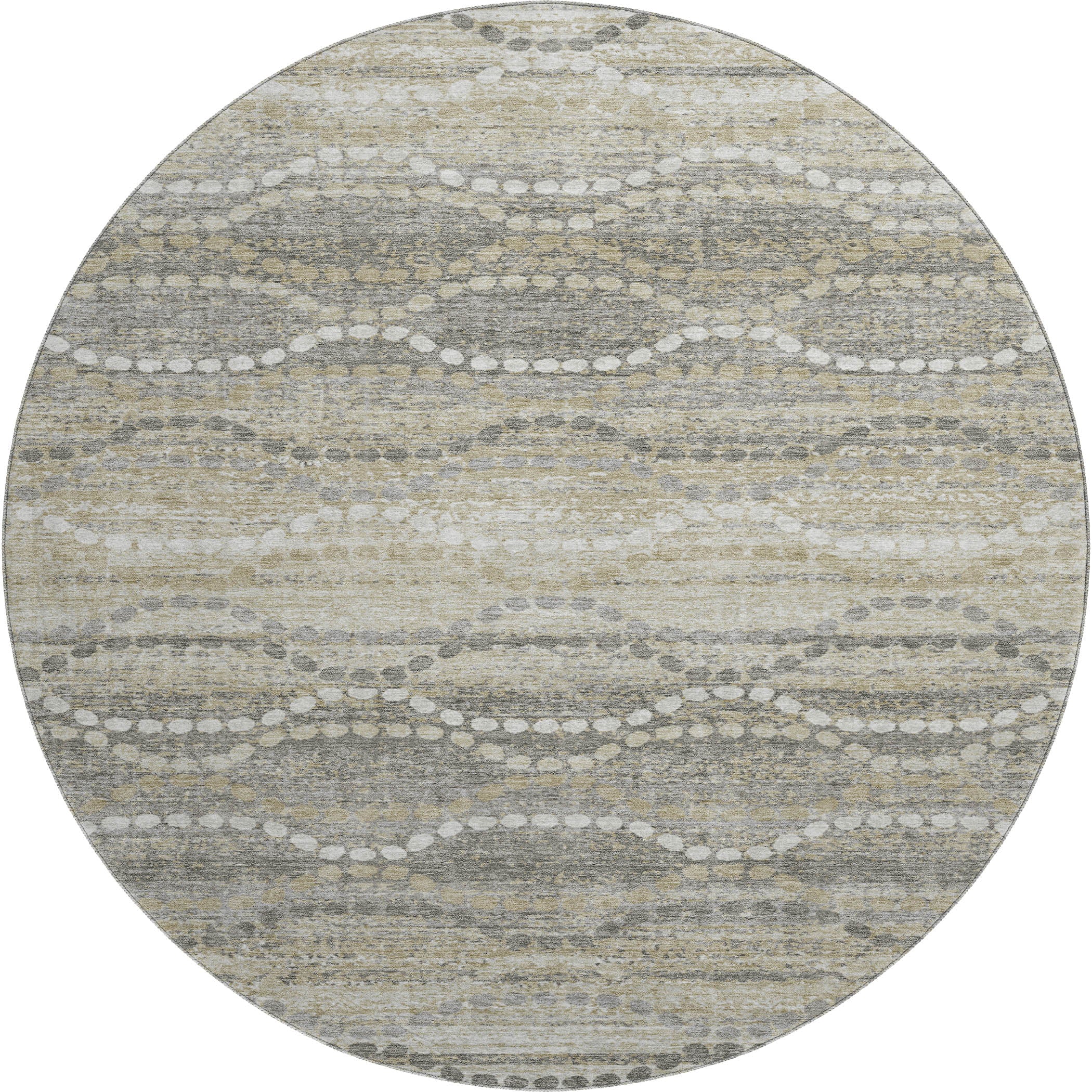 Queenstown Machine Washable Transitional Pewter Gray Rug 8' x 8' #shape_Round