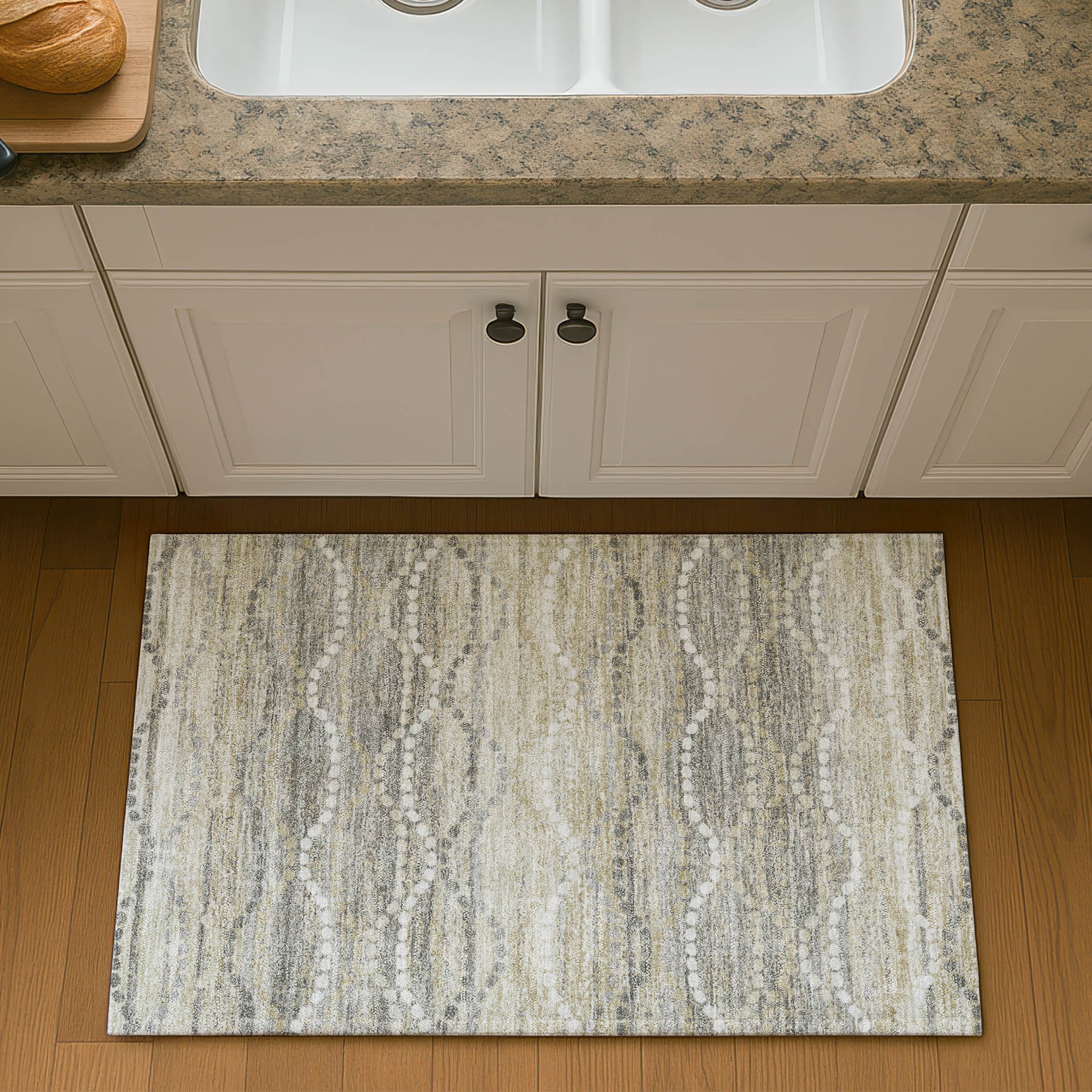 Queenstown Machine Washable Transitional Pewter Gray Rug 1'8" x 2'6" #shape_Rectangle