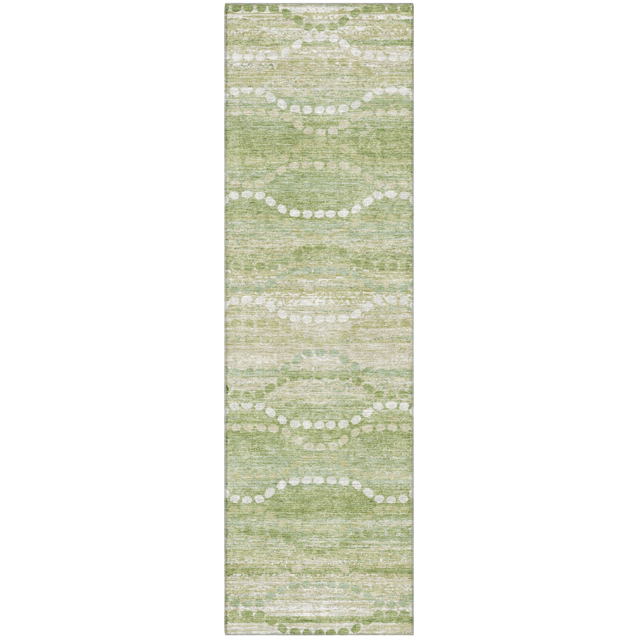 Queenstown Machine Washable Transitional Sage Green Rug 2'3" x 7'6" #shape_Runner