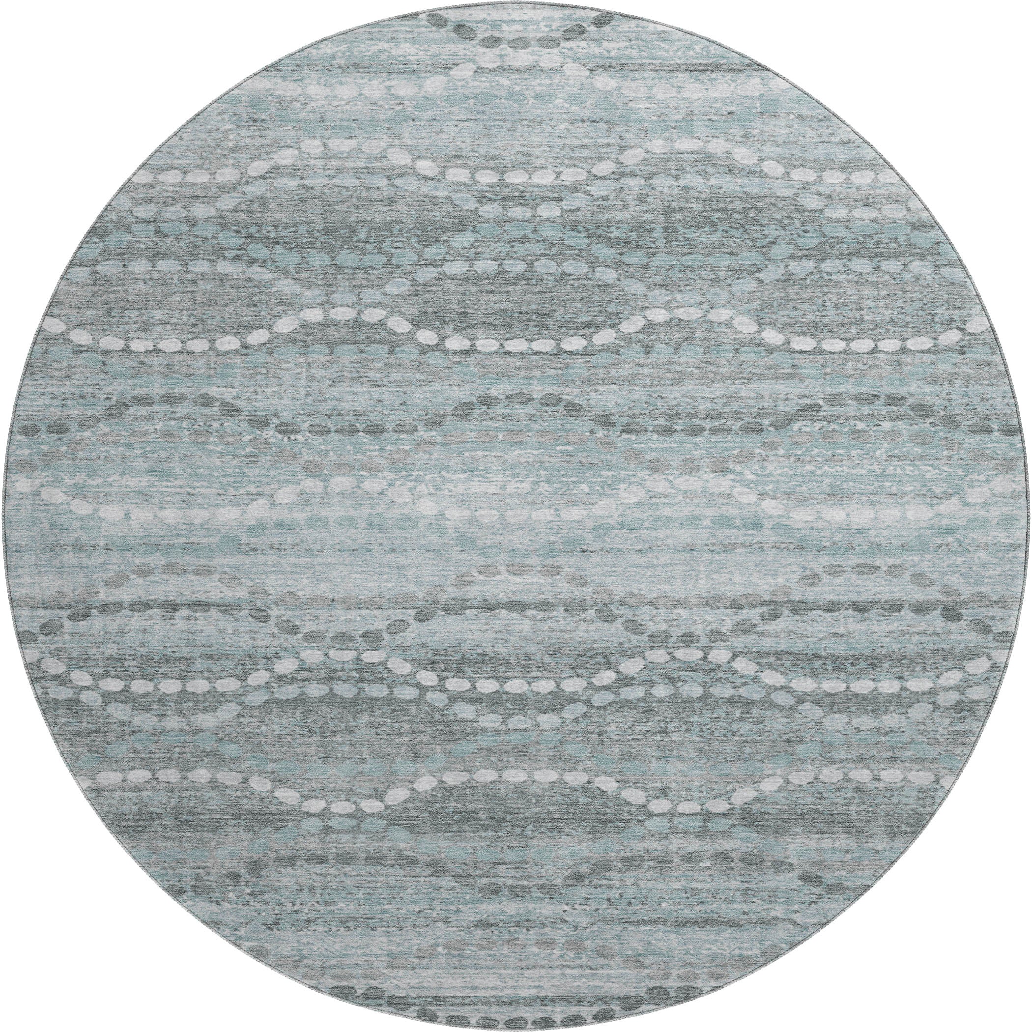Queenstown Machine Washable Transitional Teal Rug 8' x 8' #shape_Round