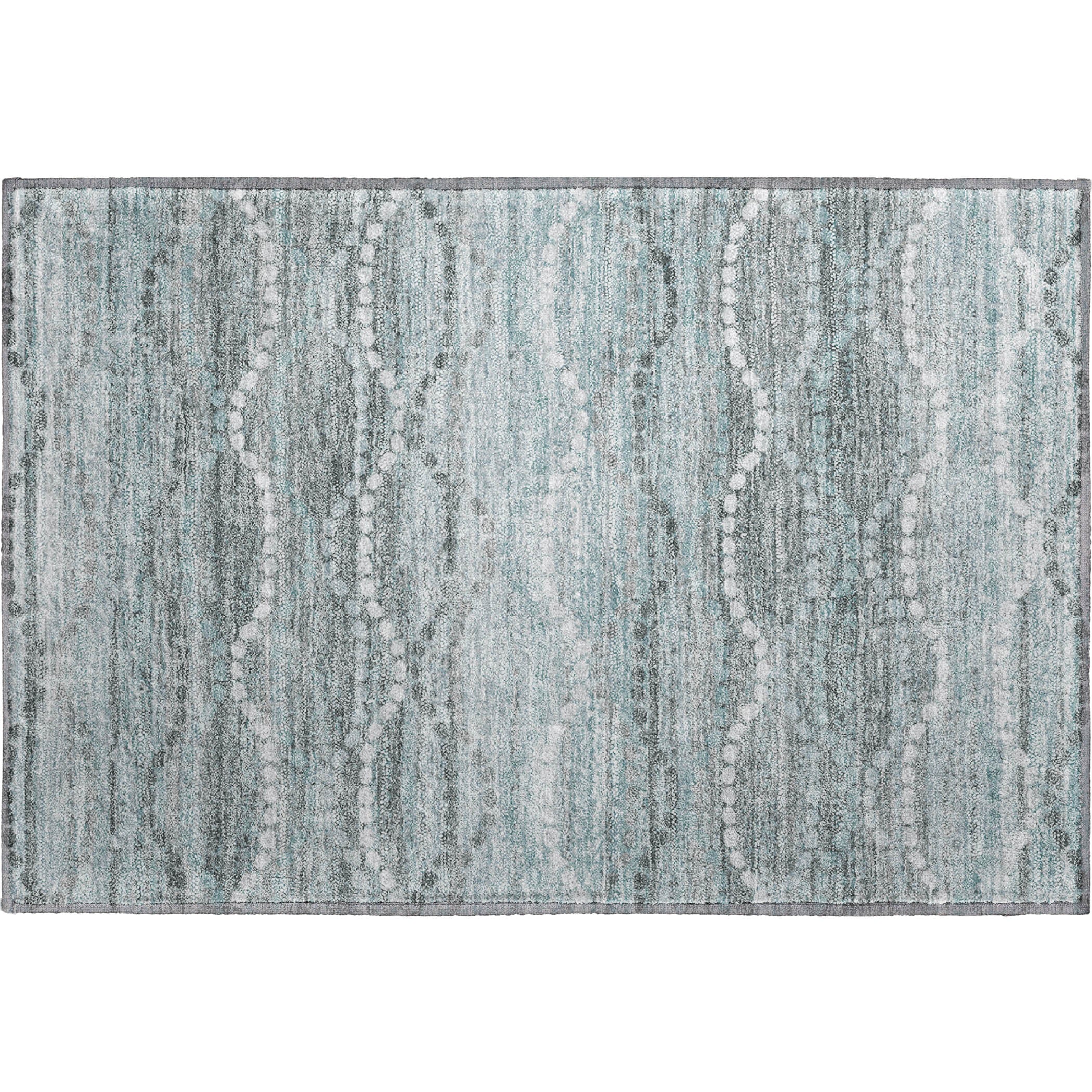 Queenstown Machine Washable Transitional Teal Rug 1'8" x 2'6" #shape_Rectangle