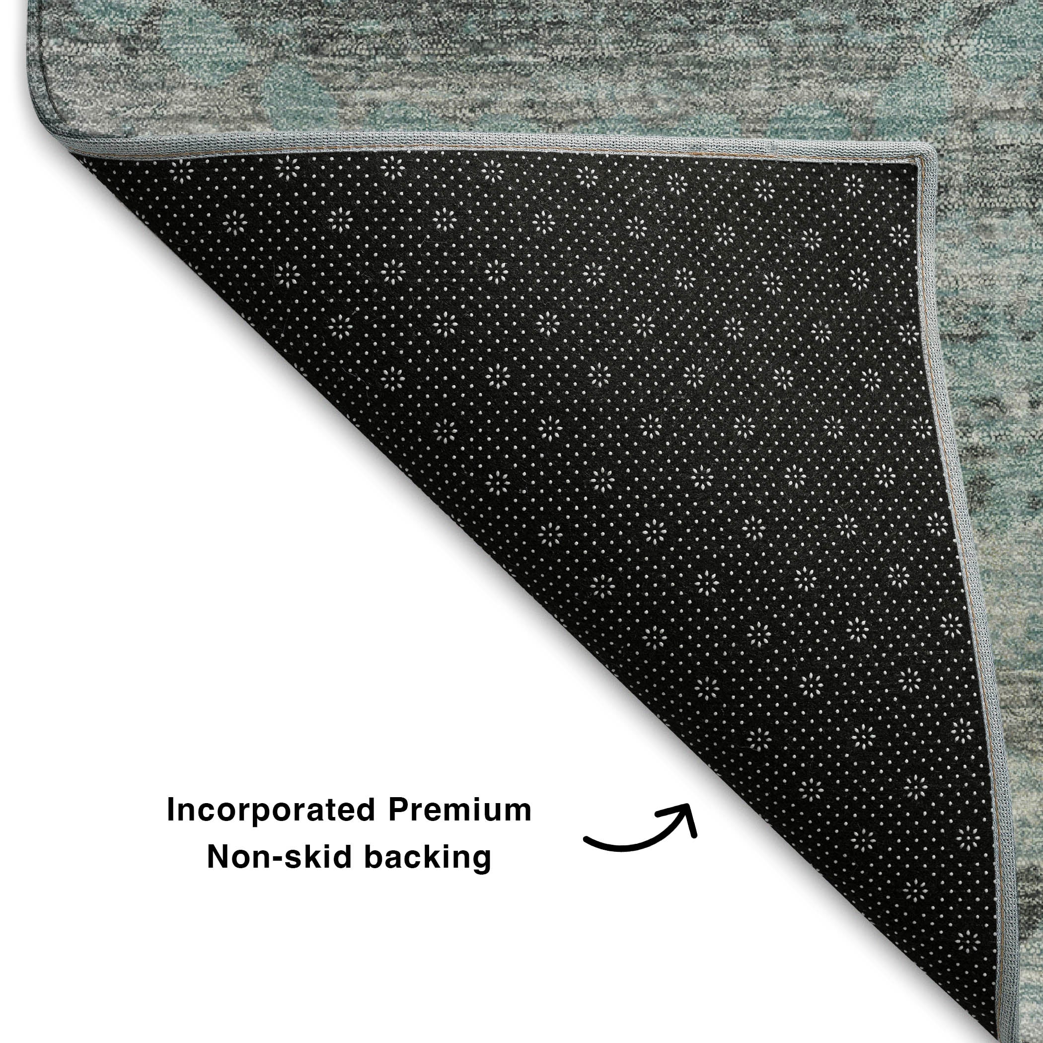 Queenstown Machine Washable Transitional Teal Rug 1'8" x 2'6" #shape_Rectangle