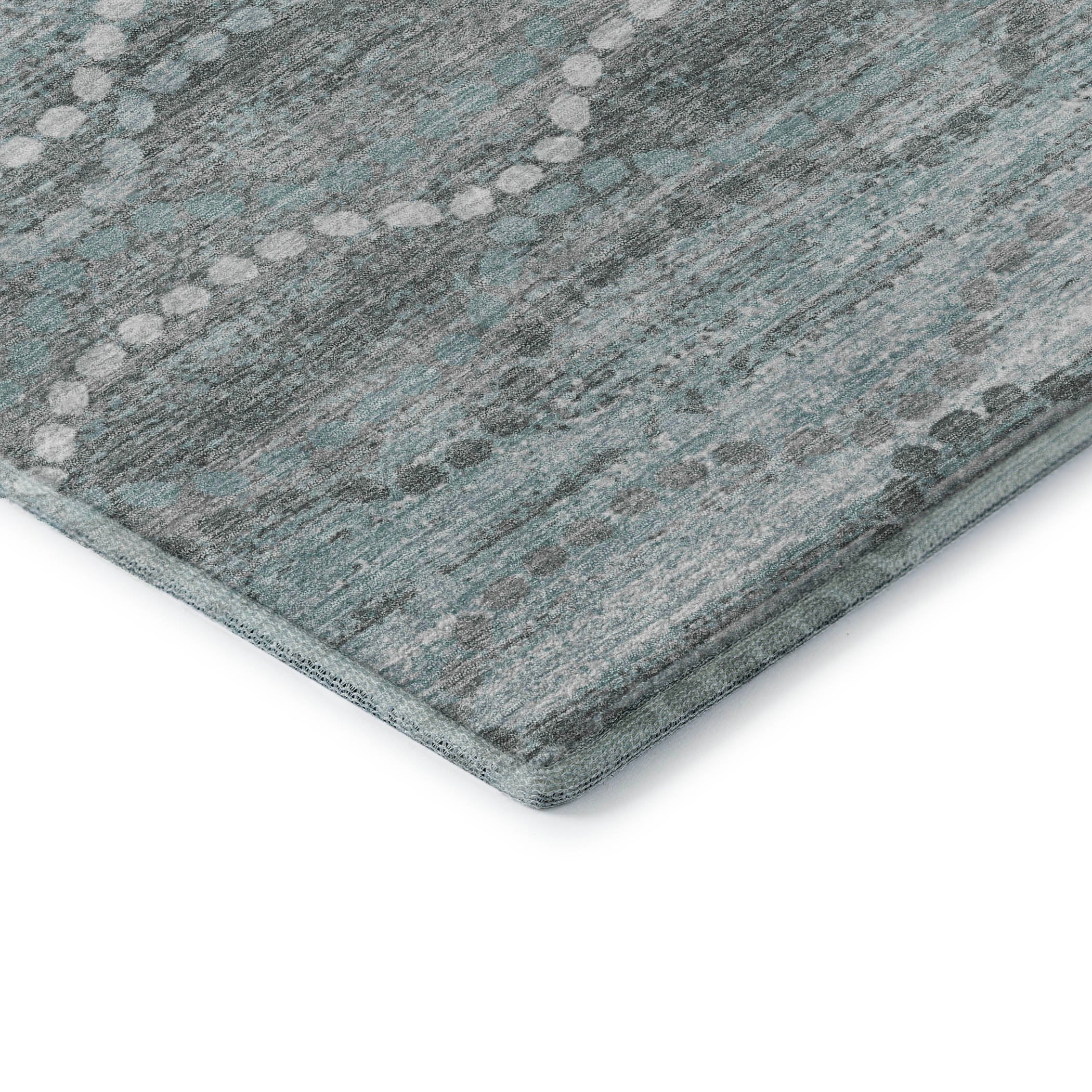 Queenstown Machine Washable Transitional Teal Rug 1'8" x 2'6" #shape_Rectangle