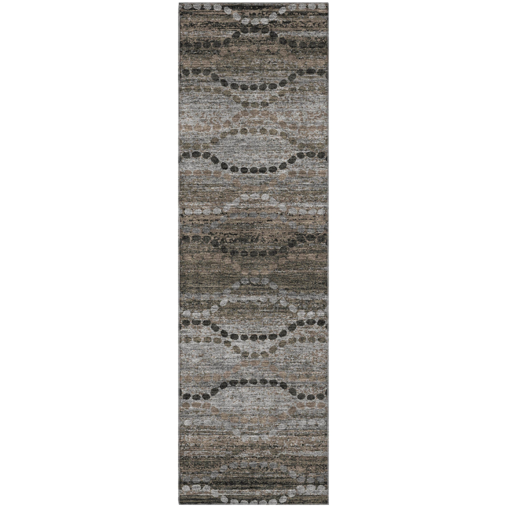 Athens Machine Washable Transitional Chocolate Brown Rug 2'3" x 7'6" #shape_Runner