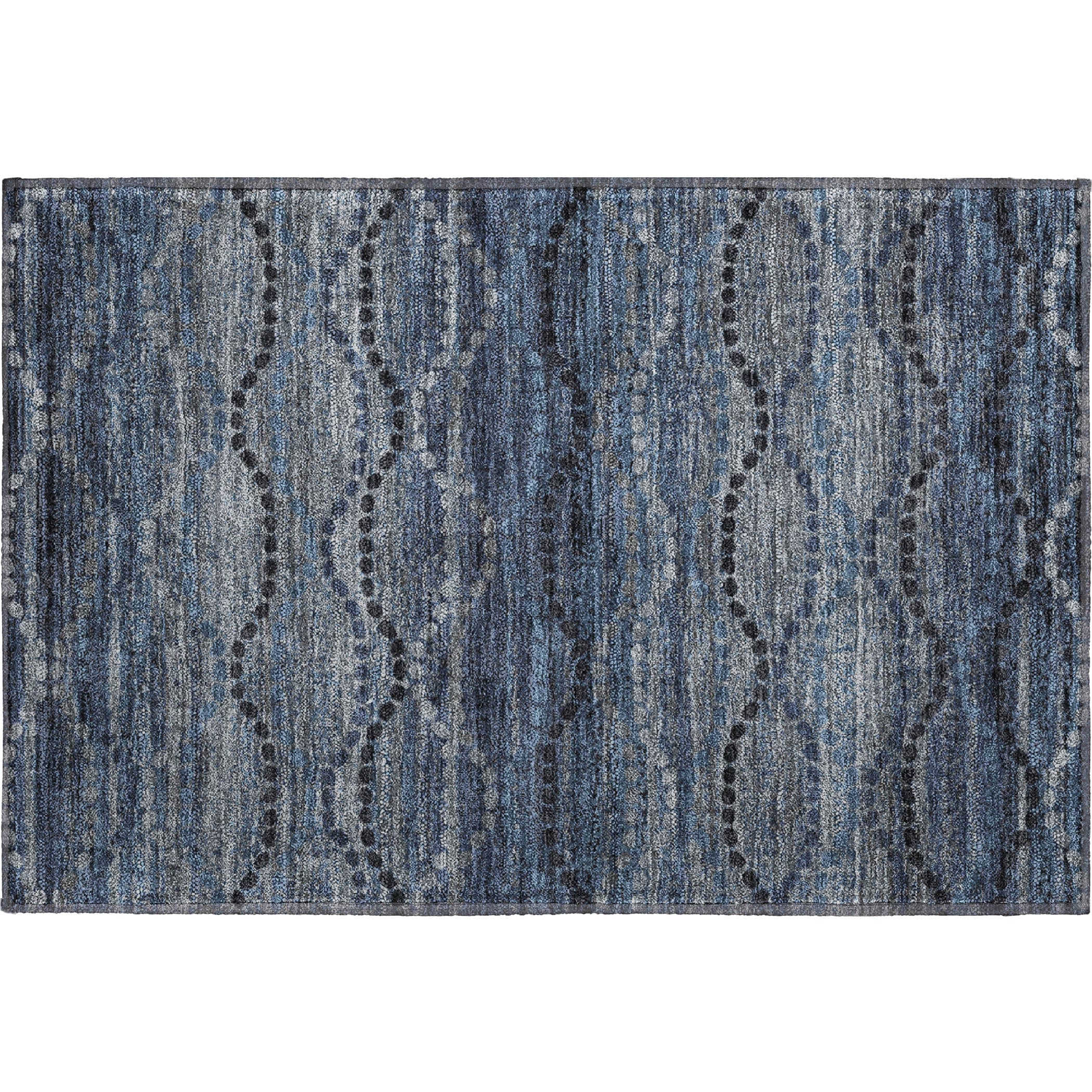 Athens Machine Washable Transitional Navy Blue Rug 1'8" x 2'6" #shape_Rectangle