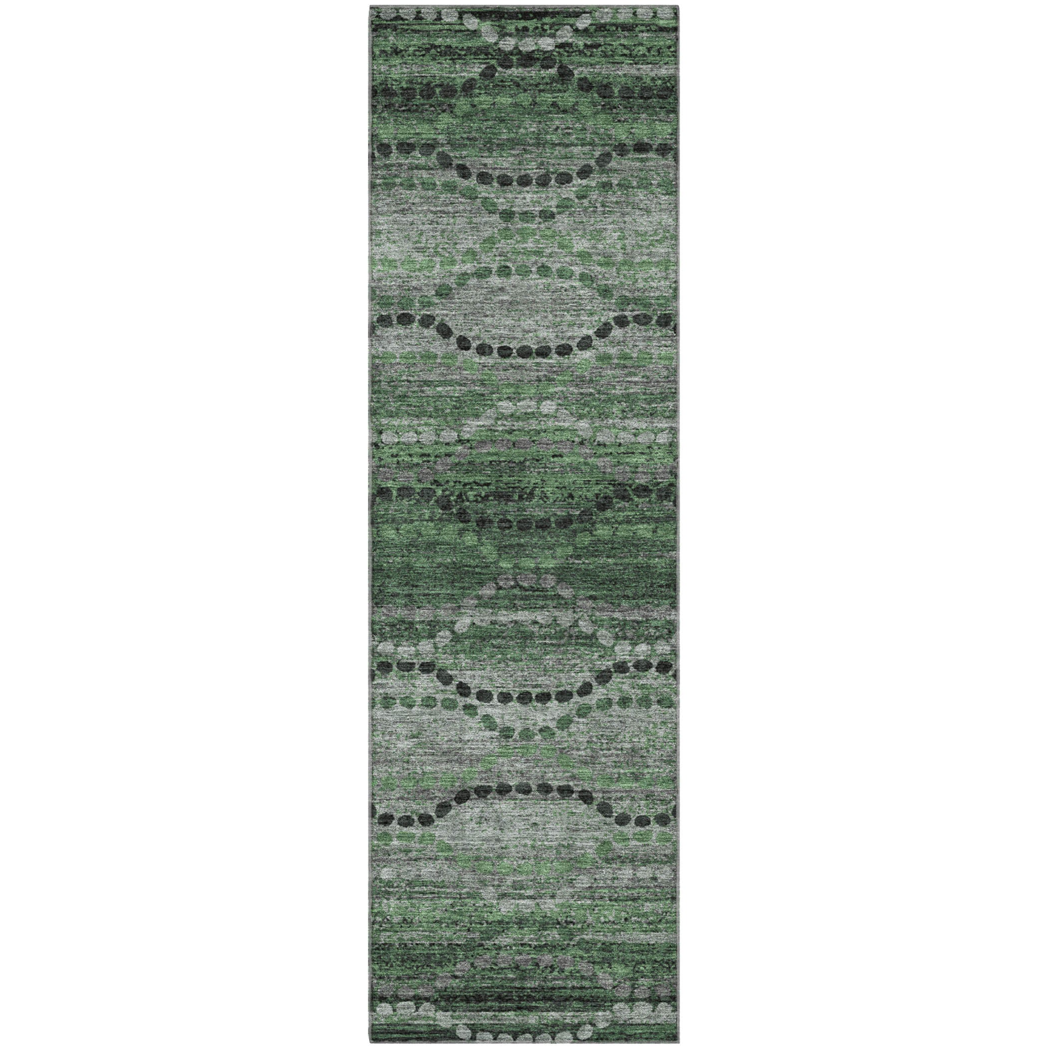 Athens Machine Washable Transitional Olive Green Rug 2'3" x 7'6" #shape_Runner