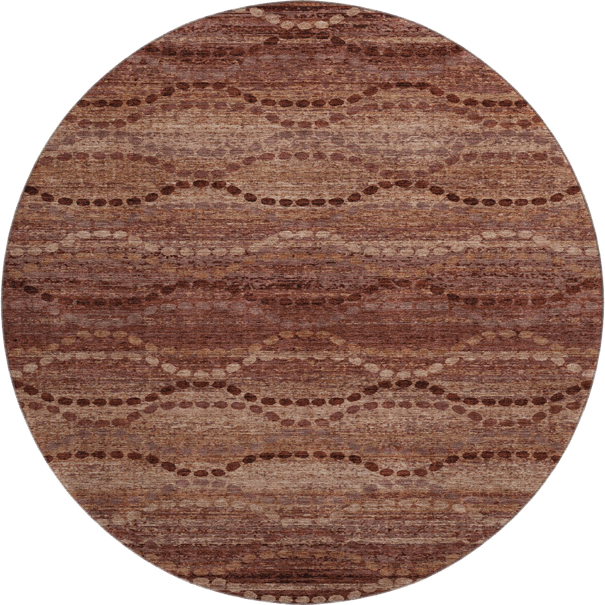 Athens Machine Washable Transitional Paprika Orange Rug 8' x 8' #shape_Round