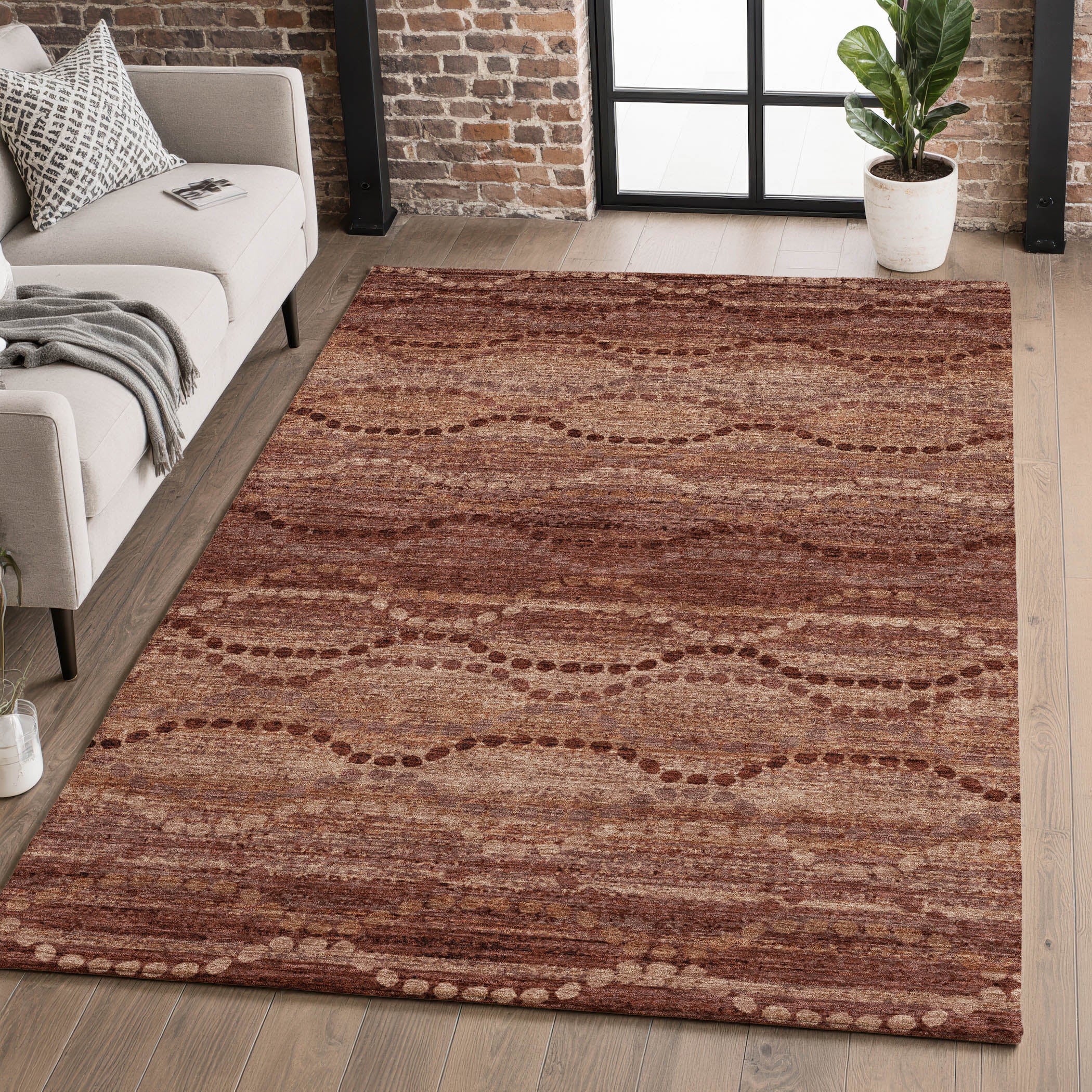 Athens Machine Washable Transitional Paprika Orange Rug 2'6" x 3'10" #shape_Rectangle