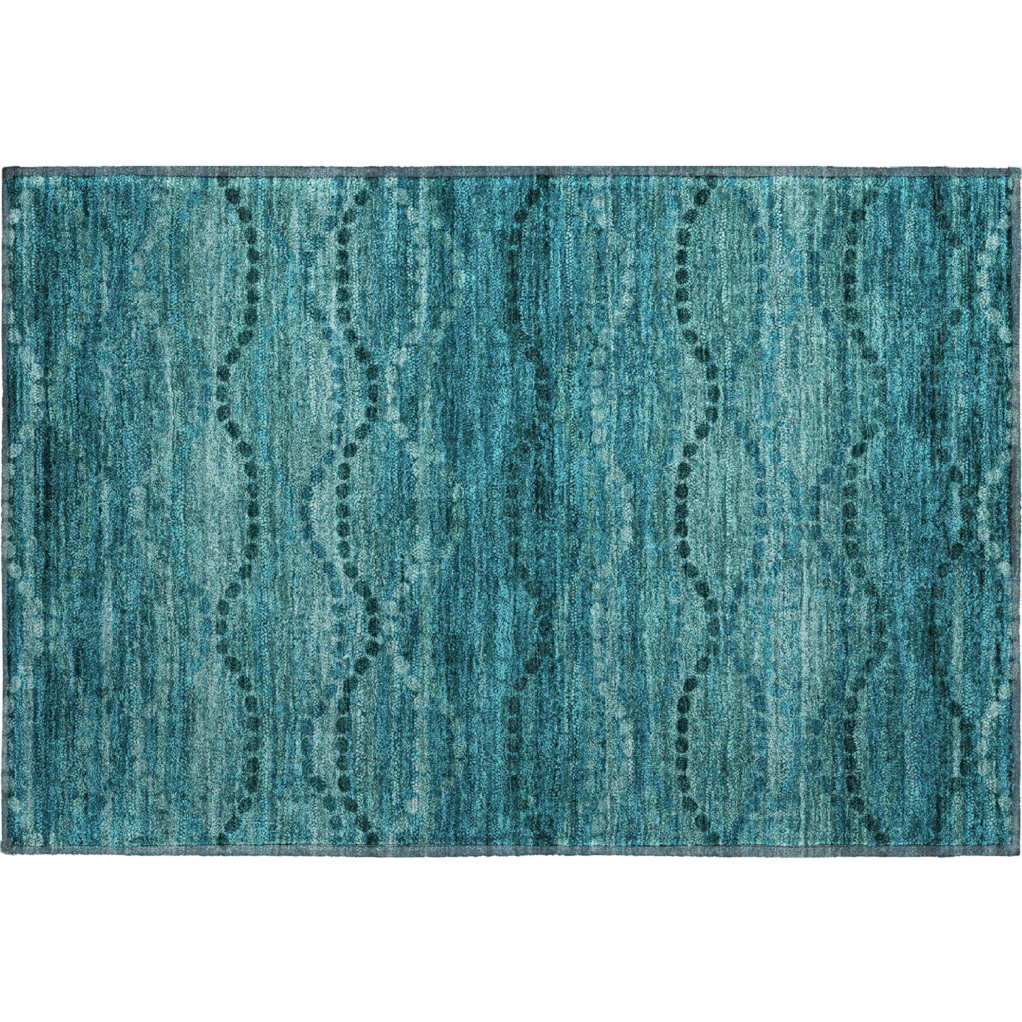 Athens Machine Washable Transitional Turquoise Teal Rug 1'8" x 2'6" #shape_Rectangle
