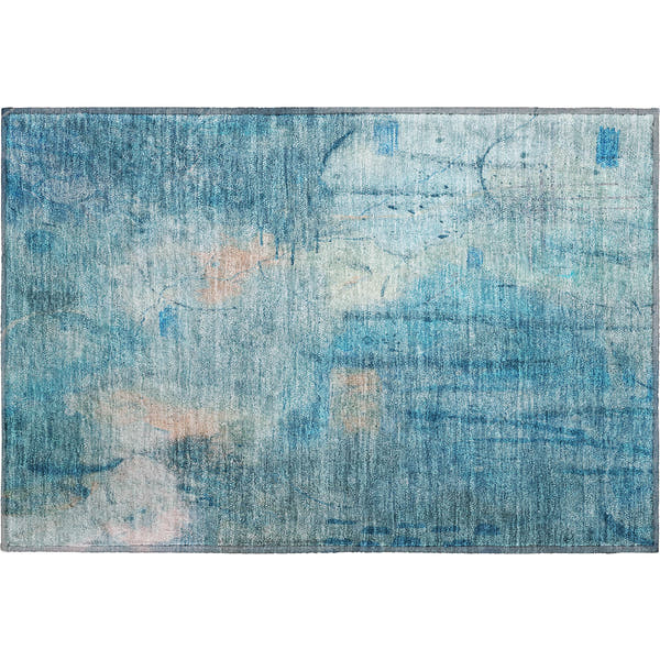 Cusco Machine Washable Transitional Blue Rug 1'8" x 2'6"