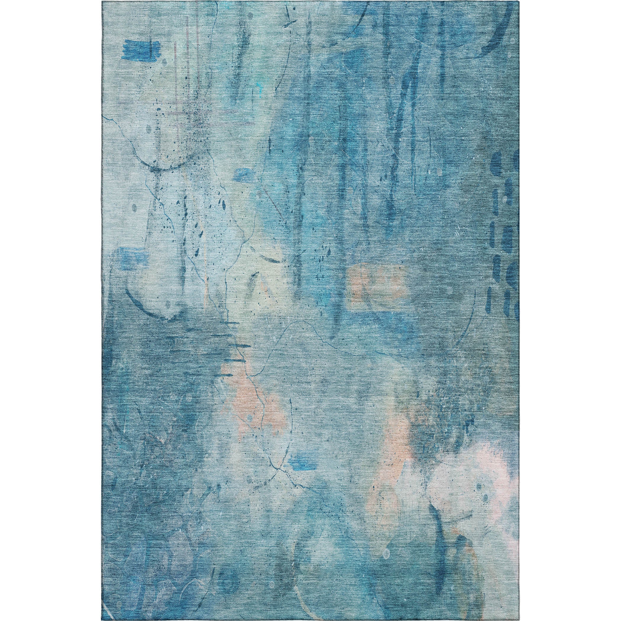 Cusco Machine Washable Transitional Blue Rug 2'6" x 3'10" #shape_Rectangle