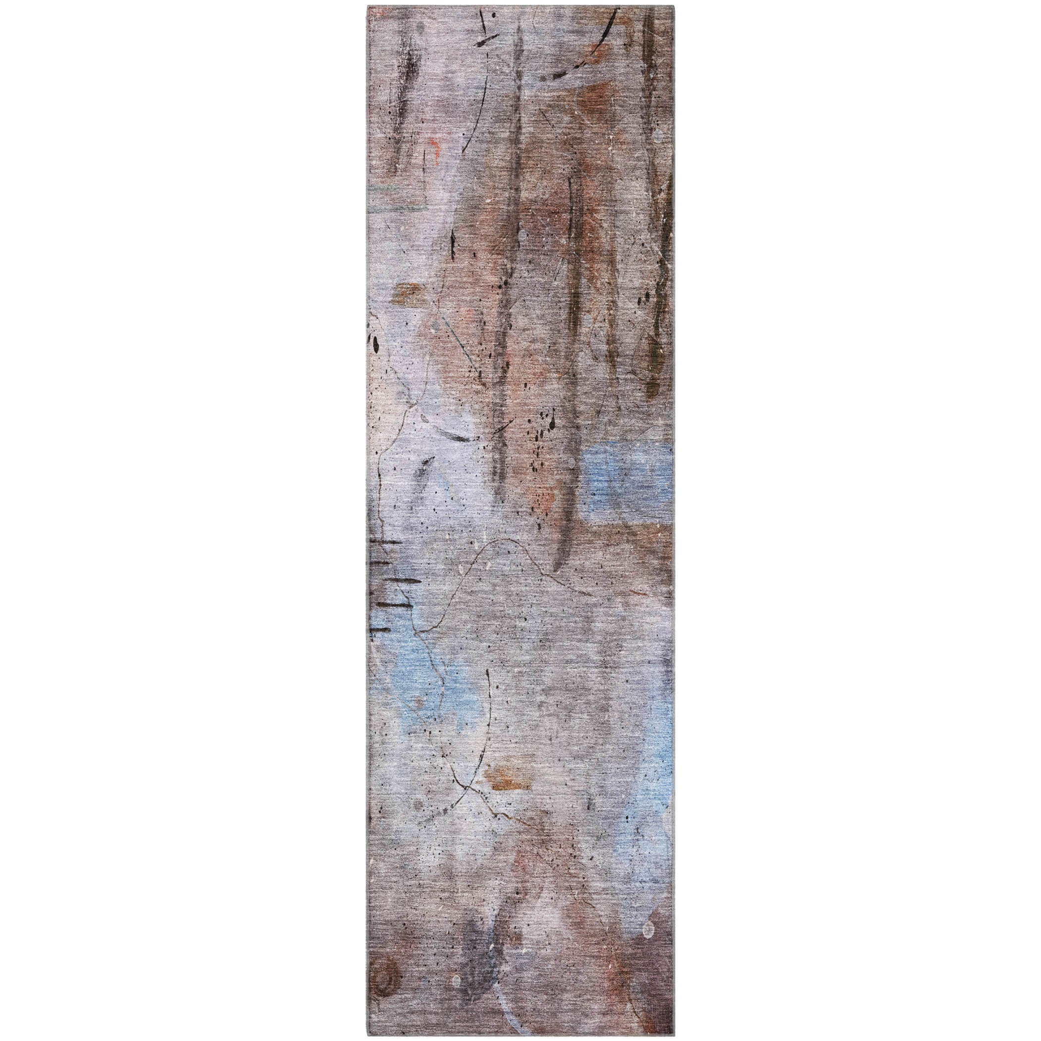 Cusco Machine Washable Transitional Taupe Brown Rug 2'3" x 7'6" #shape_Runner