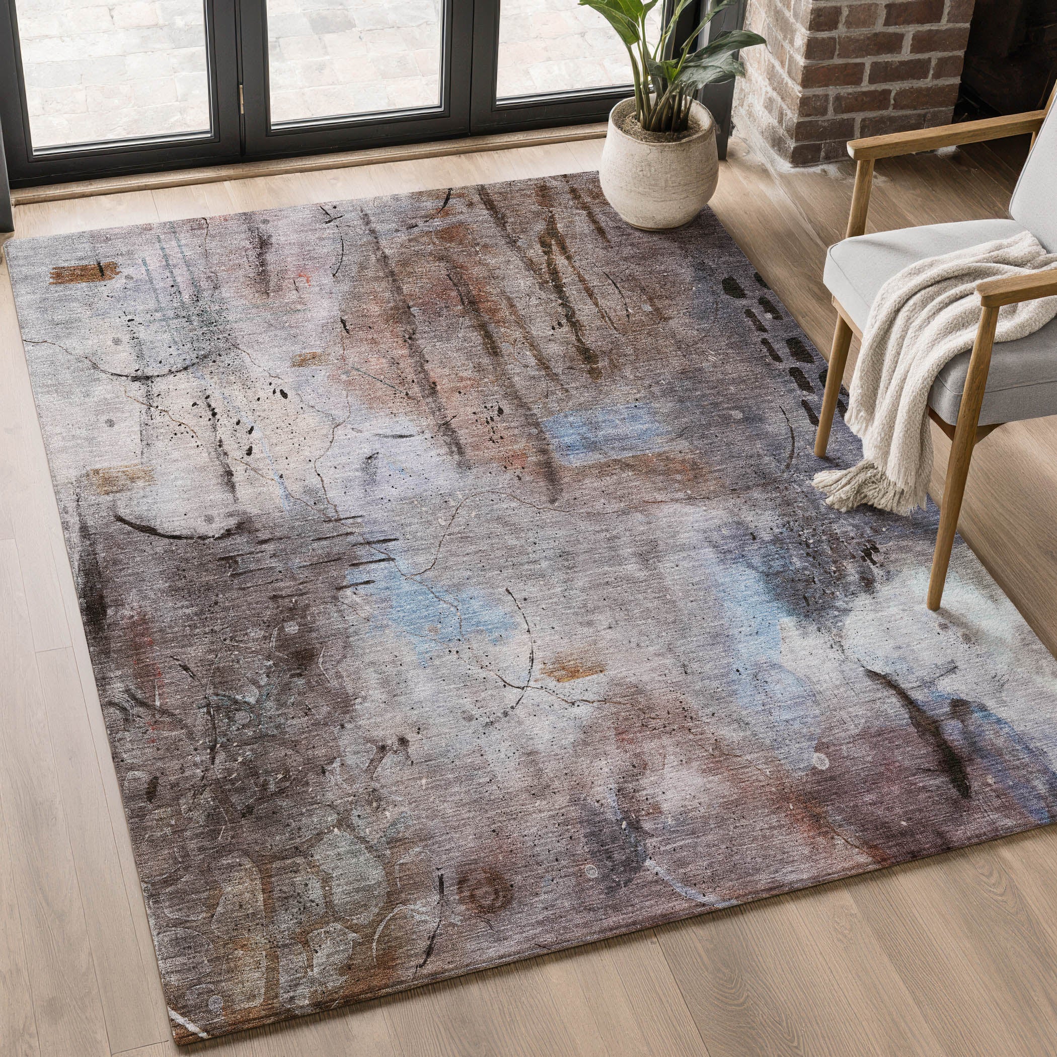 Cusco Machine Washable Transitional Taupe Brown Rug 2'6" x 3'10" #shape_Rectangle