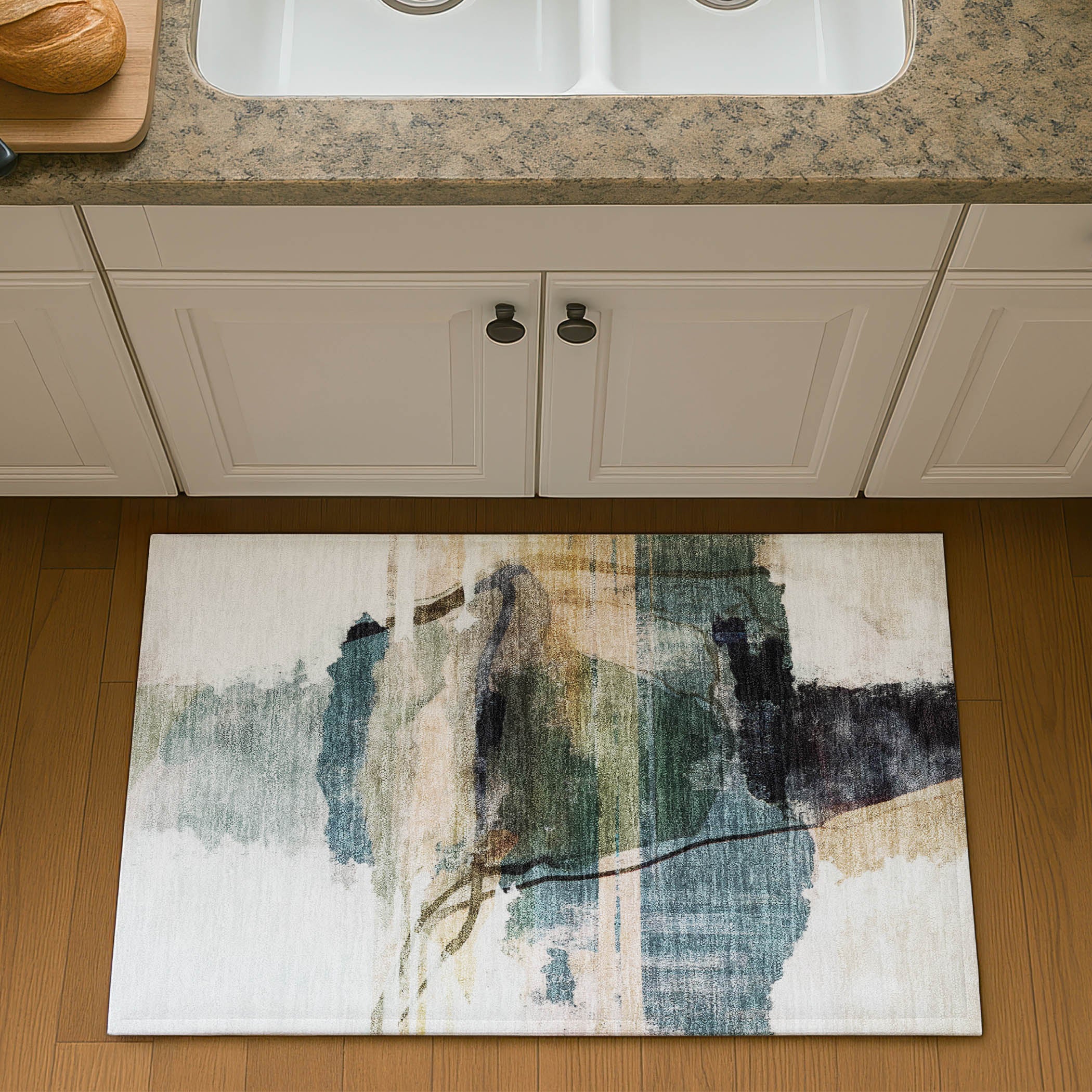 Sarajevo Machine Washable Transitional Green Rug 1'8" x 2'6" #shape_Rectangle