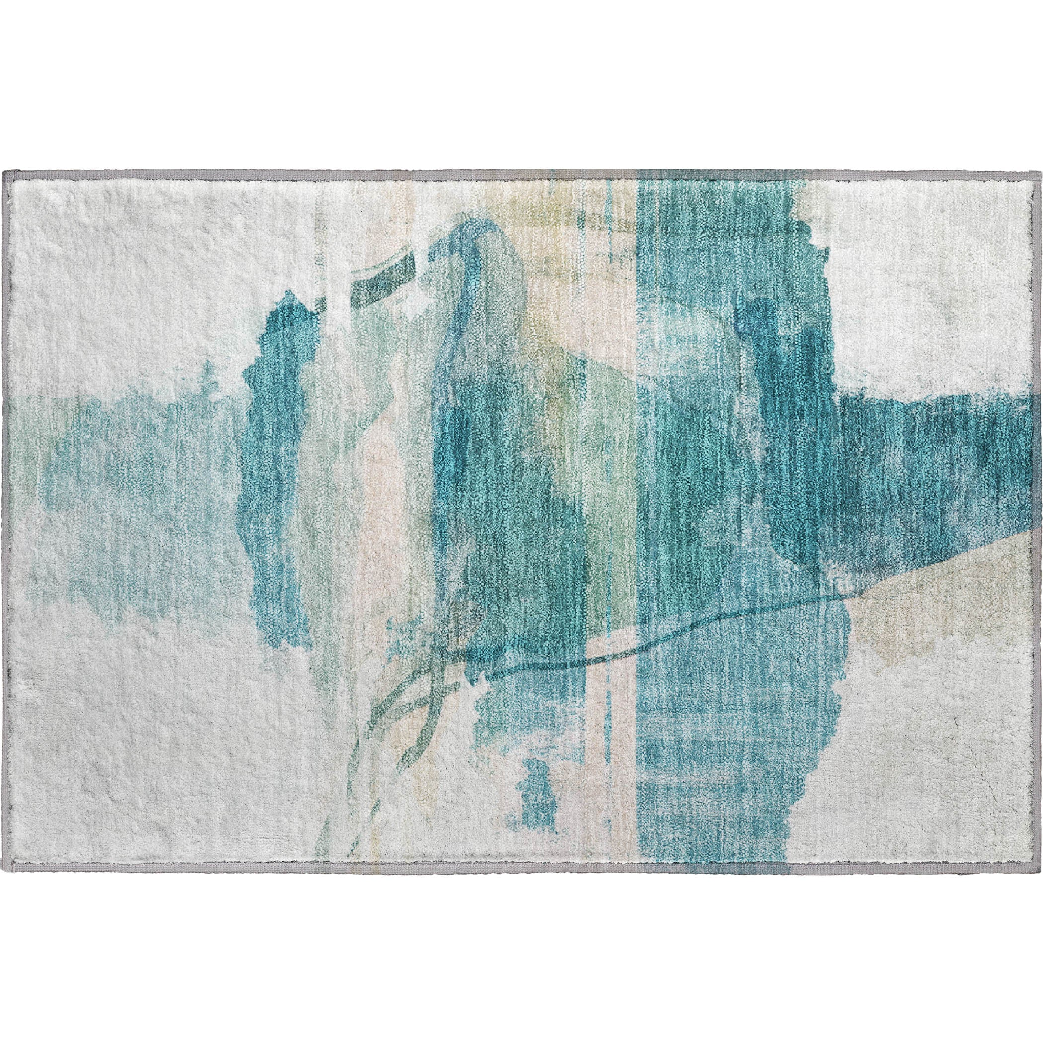 Sarajevo Machine Washable Transitional Teal Rug 1'8" x 2'6" #shape_Rectangle