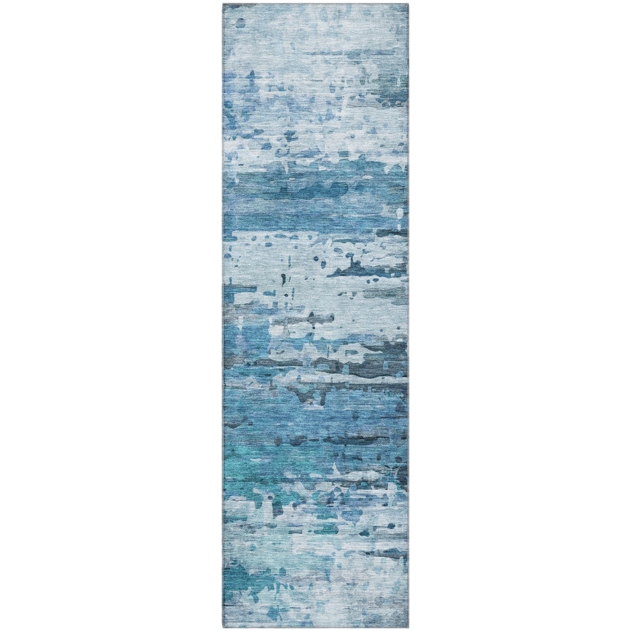 Sarajevo Machine Washable Transitional Blue Rug 2'3" x 7'6" #shape_Runner