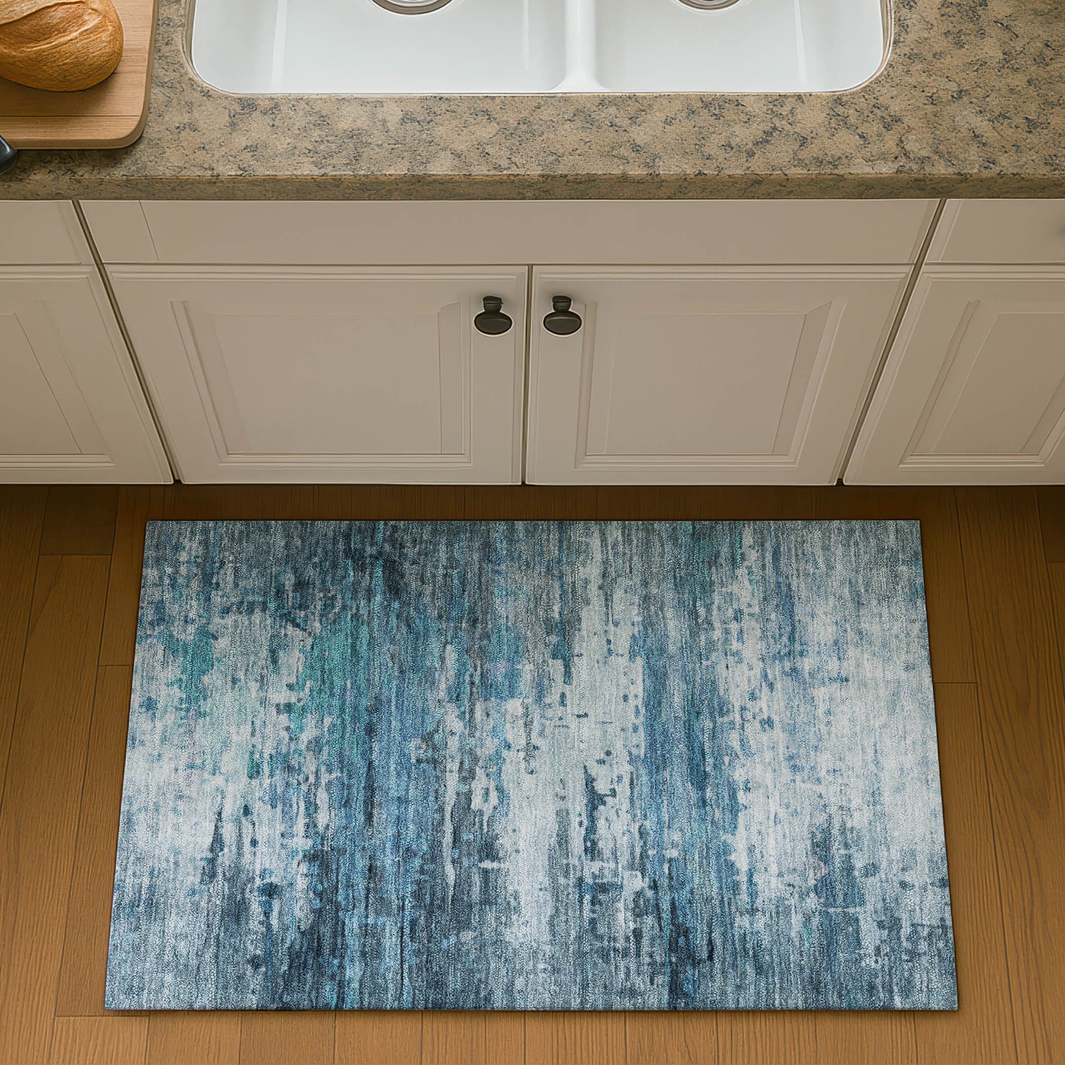 Sarajevo Machine Washable Transitional Blue Rug 1'8" x 2'6" #shape_Rectangle