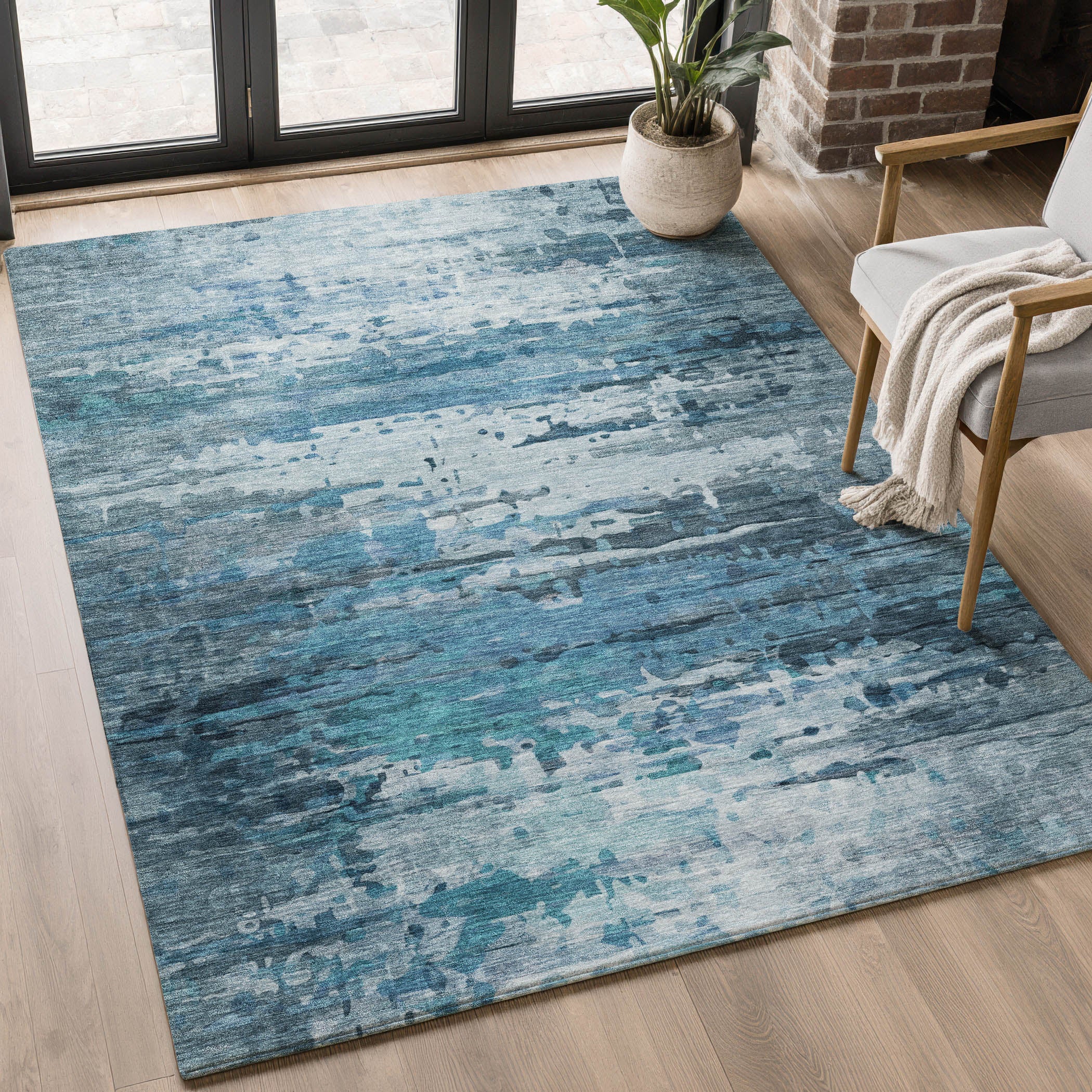 Sarajevo Machine Washable Transitional Blue Rug 2'6" x 3'10" #shape_Rectangle