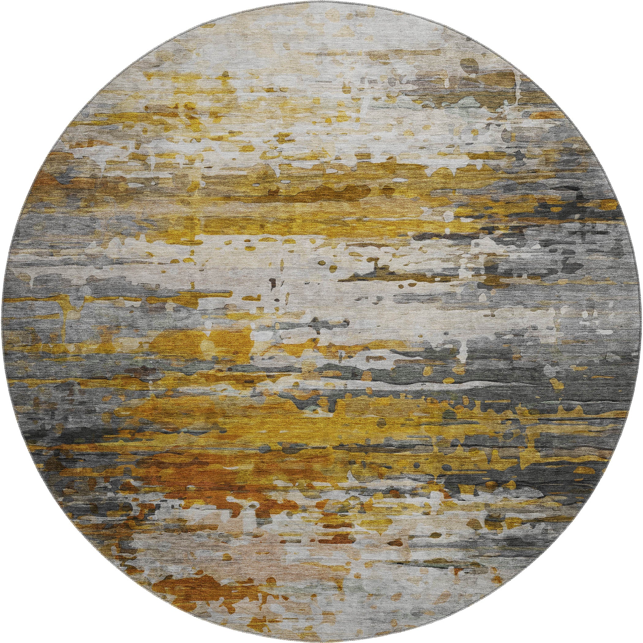 Sarajevo Machine Washable Transitional Copper Orange Rug 8' x 8' #shape_Round